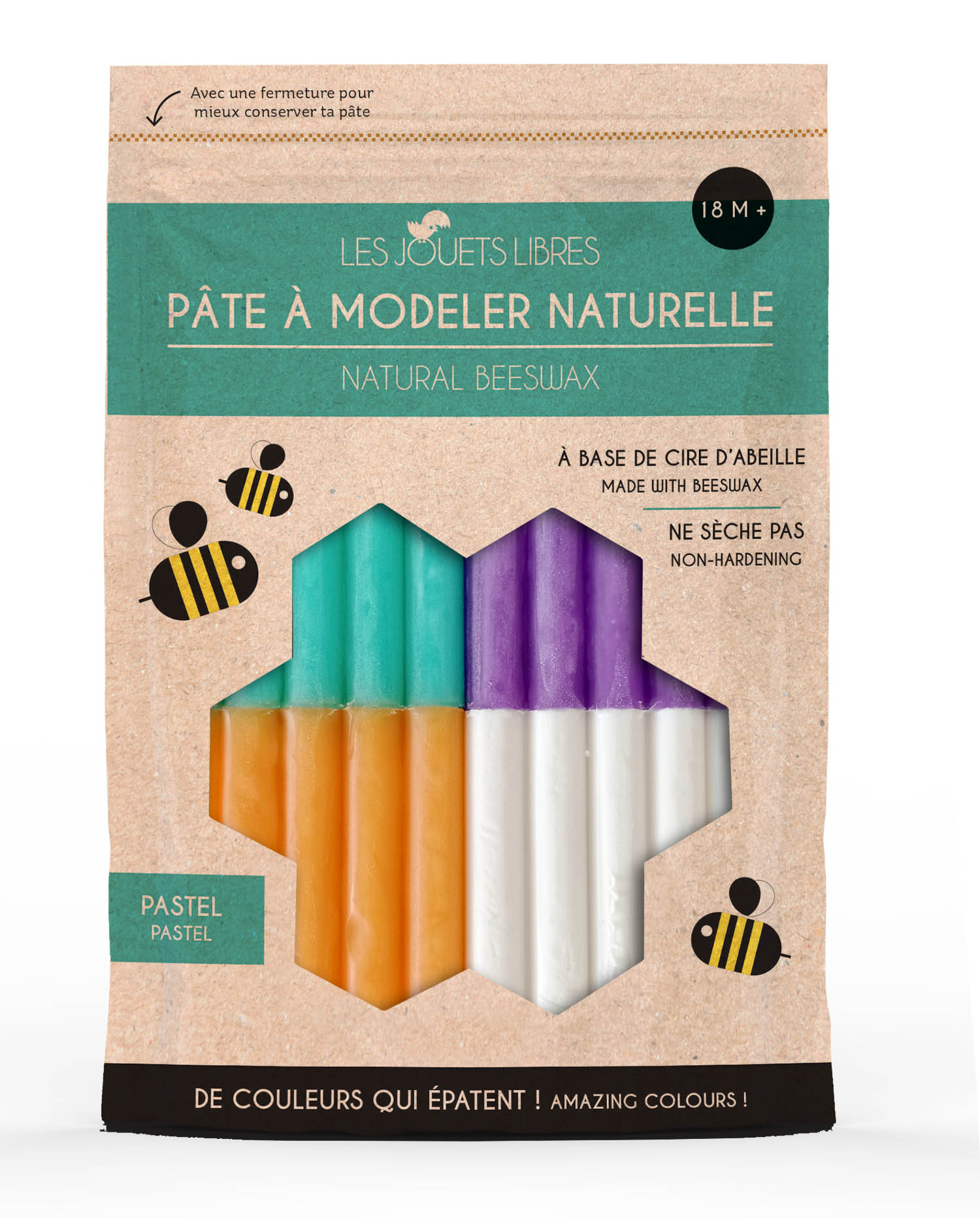 Pâte À Modeler Cire D'abeille - 4 Couleurs Pastel Pâte À Modeler Cire D'abeille - 4 Couleurs Pastel