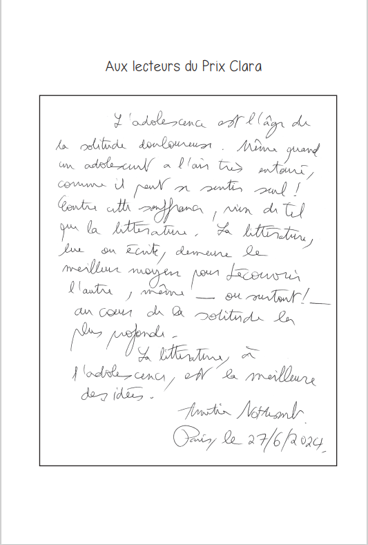 POUR CLARA : NOUVELLES D POUR CLARA : NOUVELLES D