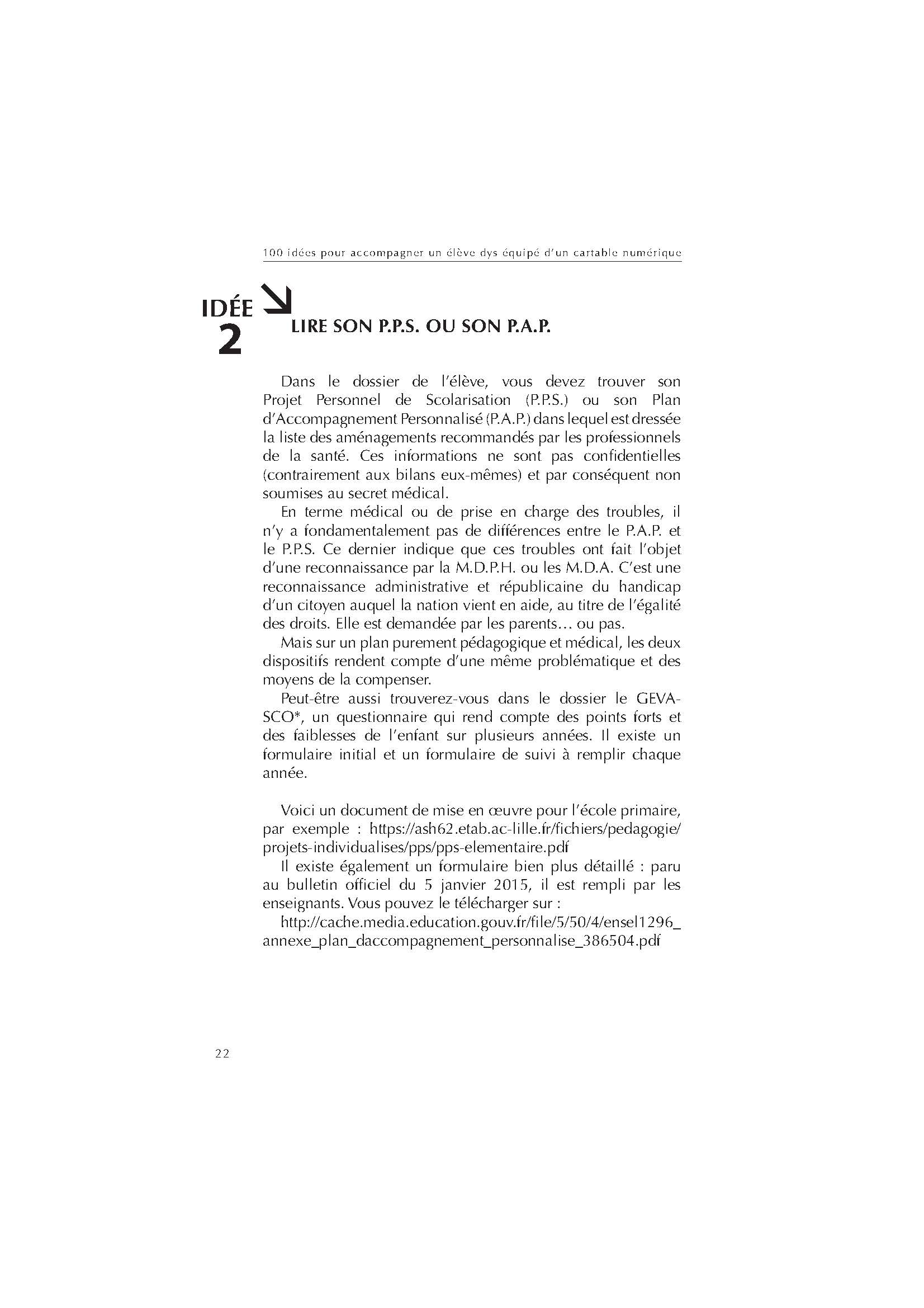 100 IDEES POUR ACCOMPAGNER UN ELEVE DYS EQUIPE D