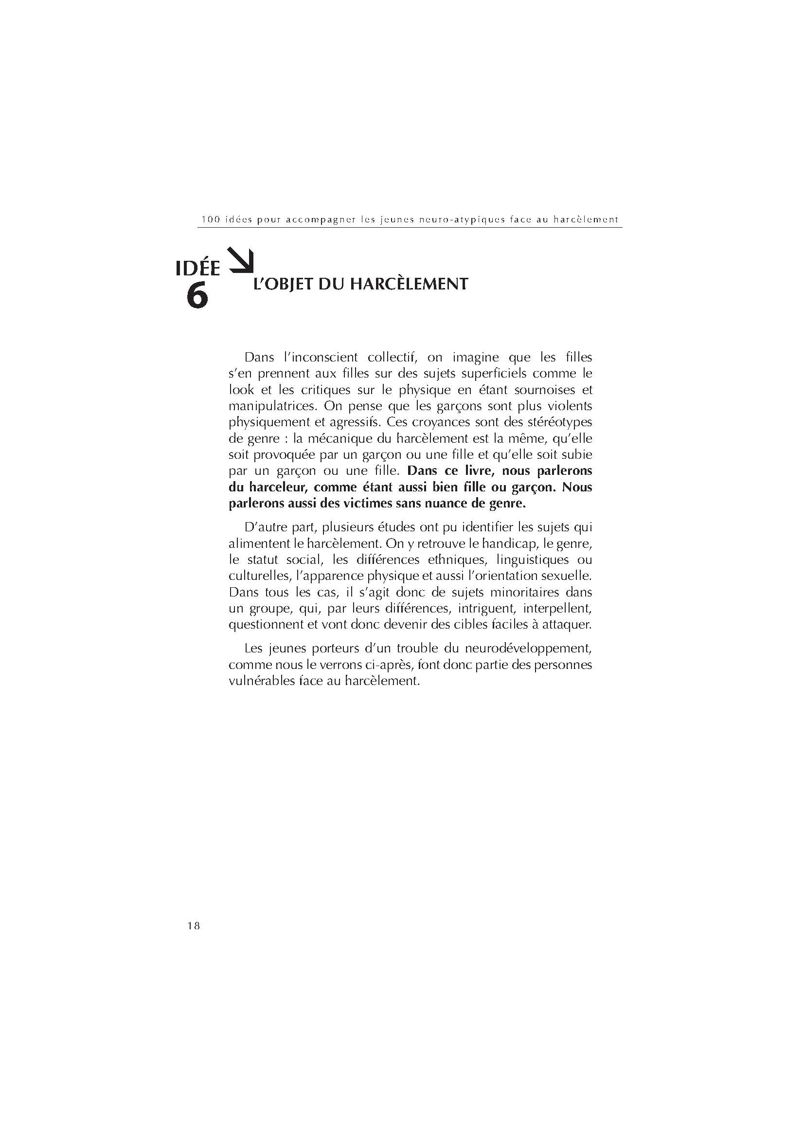 100 IDEES POUR ACCOMPAGNER LES JEUNES NEUROATYPIQUES FACE AU HARCELEMENT : SENSIBILISER, REPERER ET SORTIR DU HARCELEMENT SCOLAIRE DE LA MATERNELLE AU LYCEE