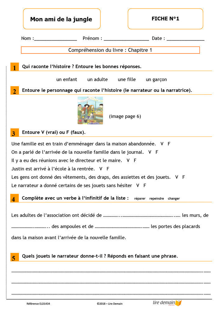 LECTURE SUIVIE - MON AMI DE LA JUNGLE (FICHIER SEUL)