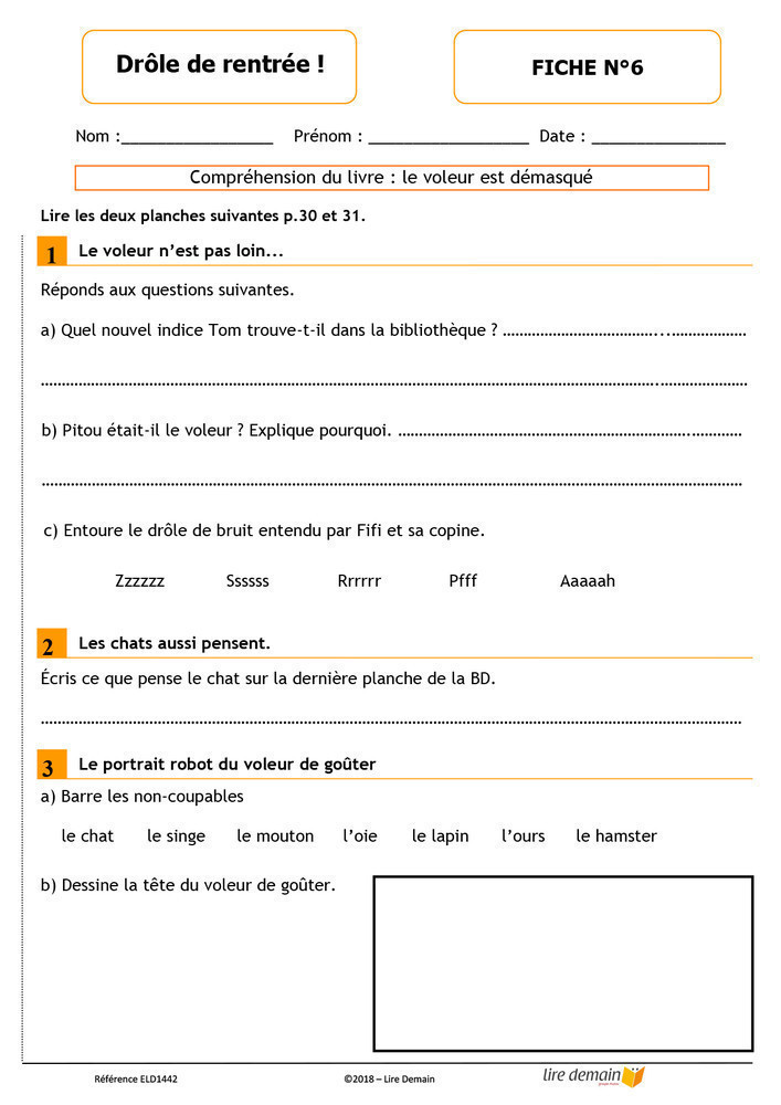 LECTURE SUIVIE - JE COMMENCE A LIRE EN BD : DROLE DE RENTREE (FICHIER SEUL)