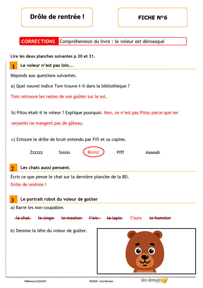 LECTURE SUIVIE - JE COMMENCE A LIRE EN BD : DROLE DE RENTREE (FICHIER SEUL)