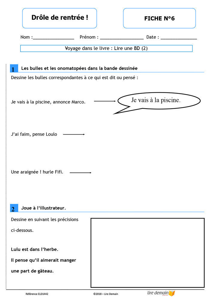 LECTURE SUIVIE - JE COMMENCE A LIRE EN BD : DROLE DE RENTREE (FICHIER SEUL)