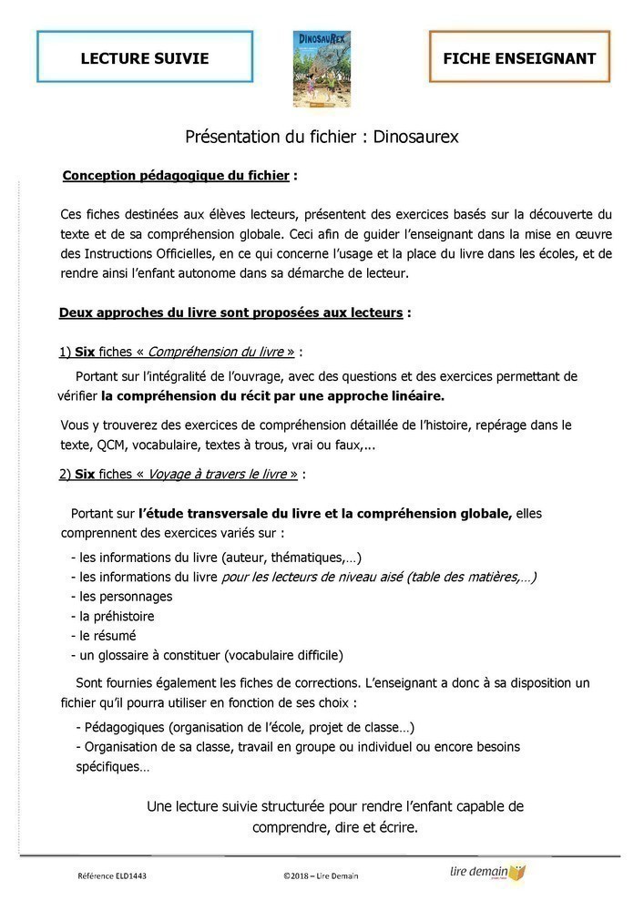 LECTURE SUIVIE - DINOSAUREX (FICHIER SEUL)