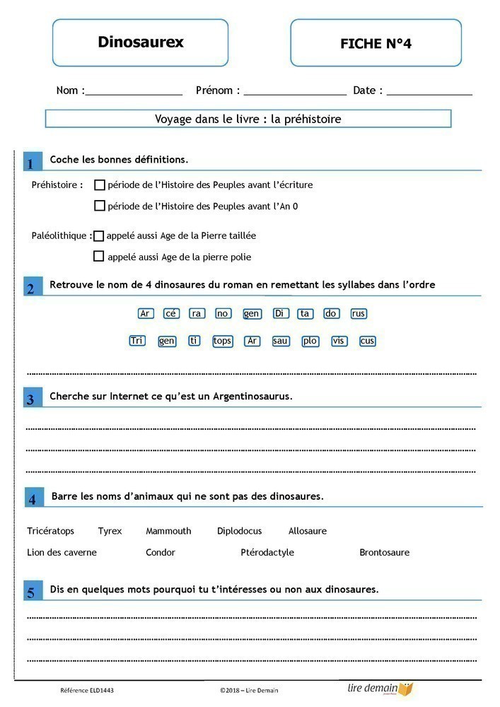 LECTURE SUIVIE - DINOSAUREX (FICHIER SEUL)
