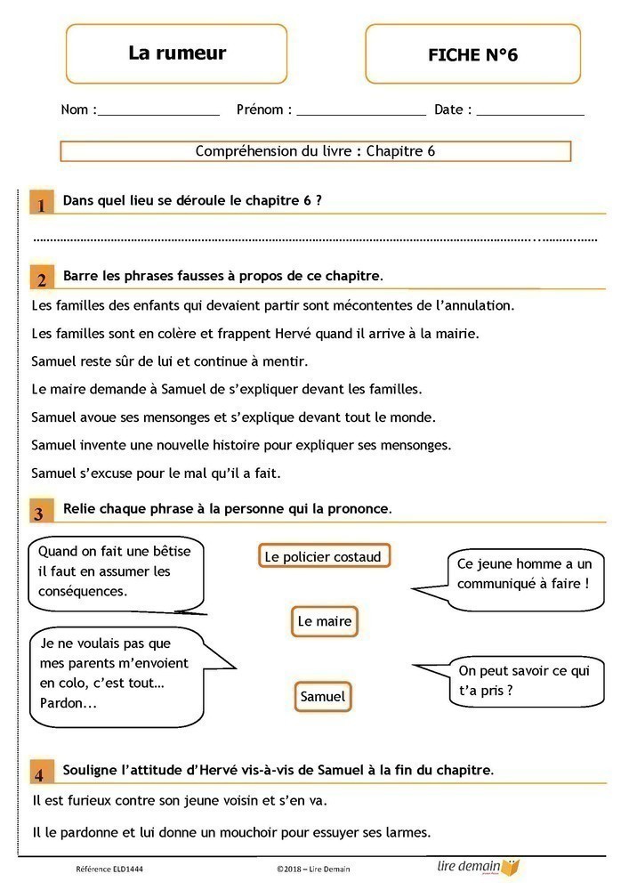 LECTURE SUIVIE - LA RUMEUR (FICHIER SEUL)