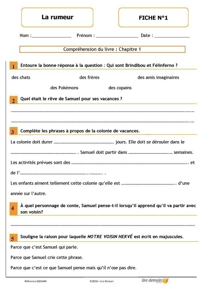 LECTURE SUIVIE - LA RUMEUR (FICHIER SEUL)