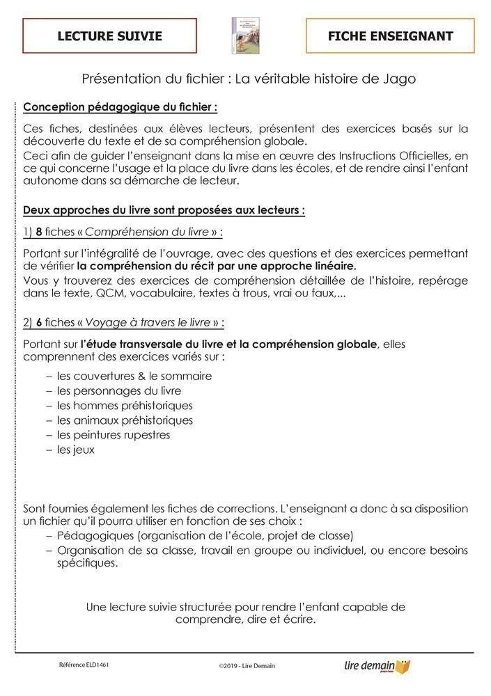 LECTURE SUIVIE - LA VERITABLE HISTOIRE DE JAGO (FICHIER SEUL)