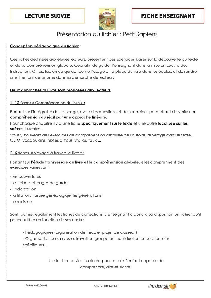 LECTURE SUIVIE - PETIT SAPIENS (25 EX)