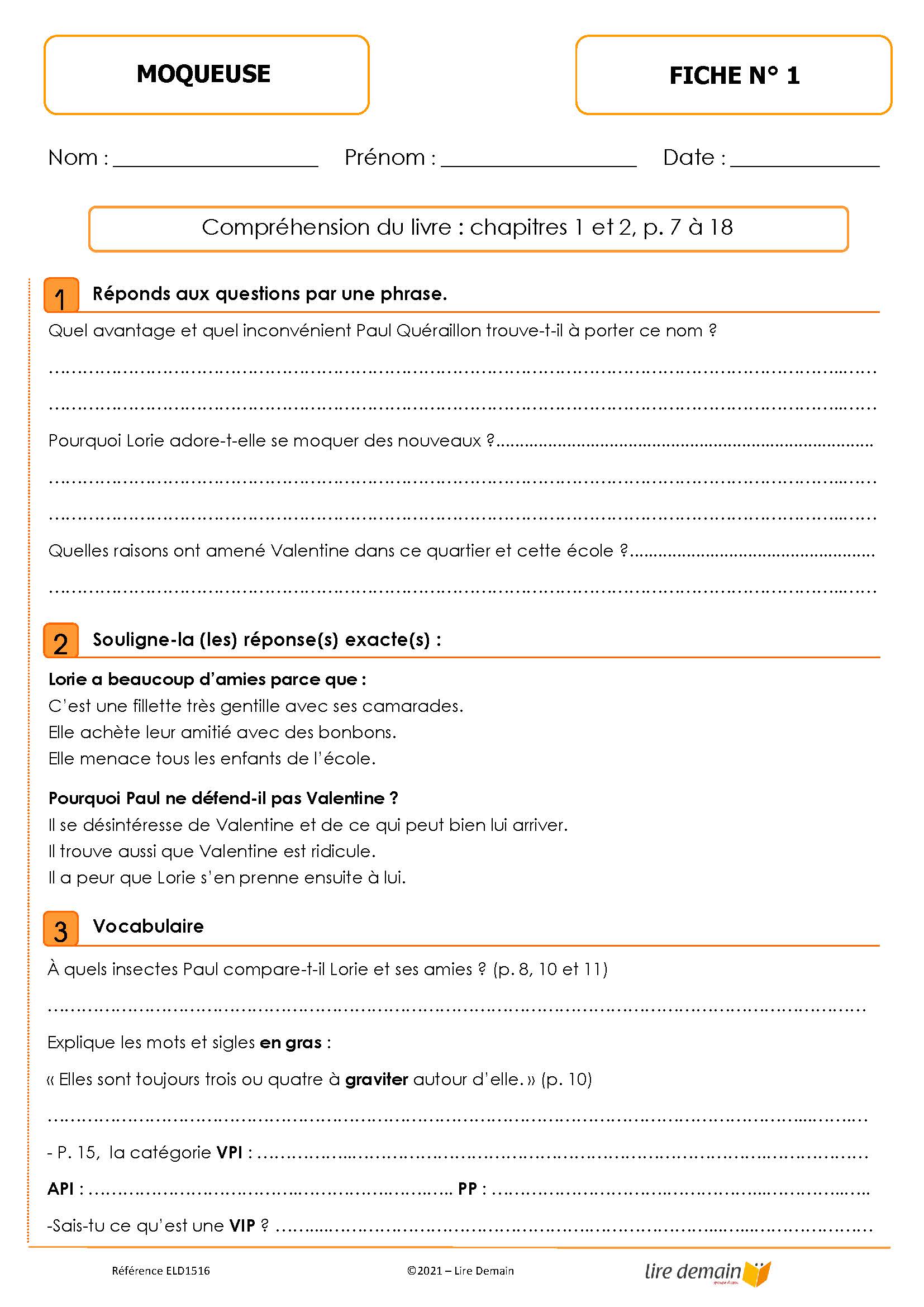 LECTURE SUIVIE - MOQUEUSE (FICHIER SEUL)
