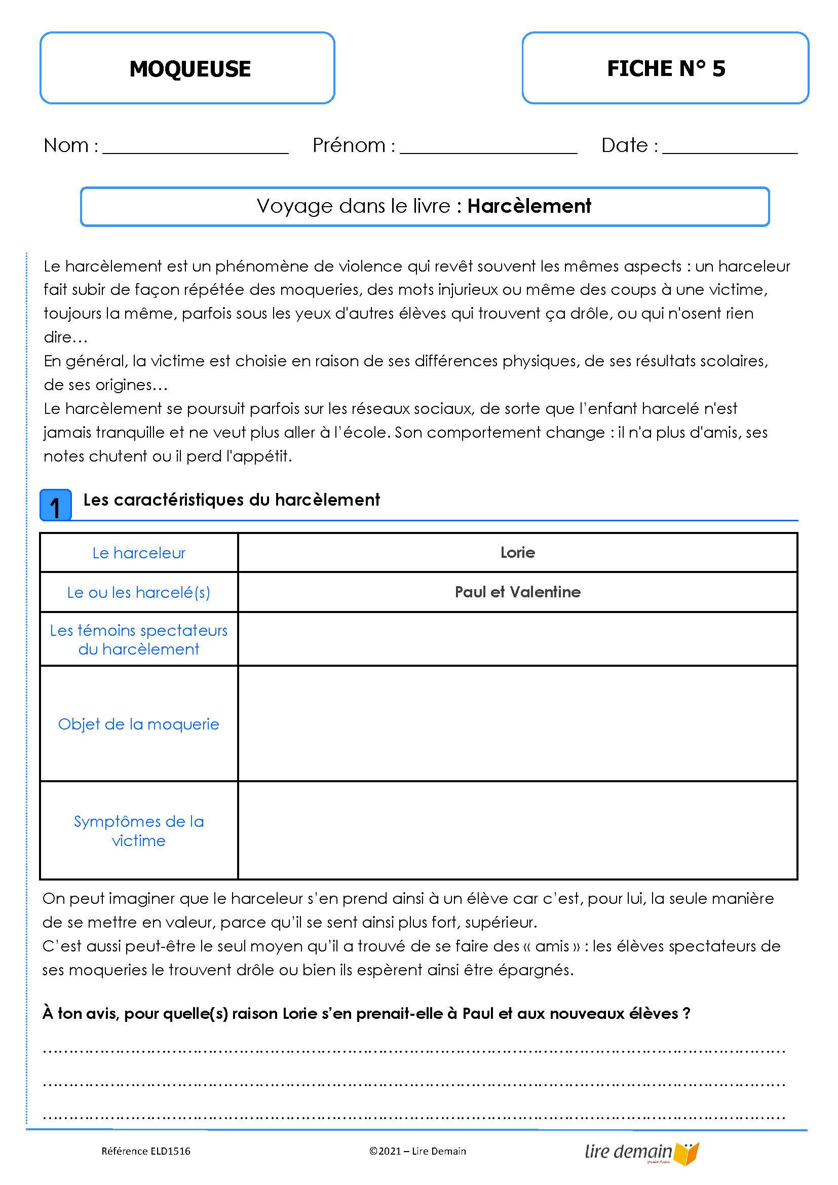 LECTURE SUIVIE - MOQUEUSE (25 EX)