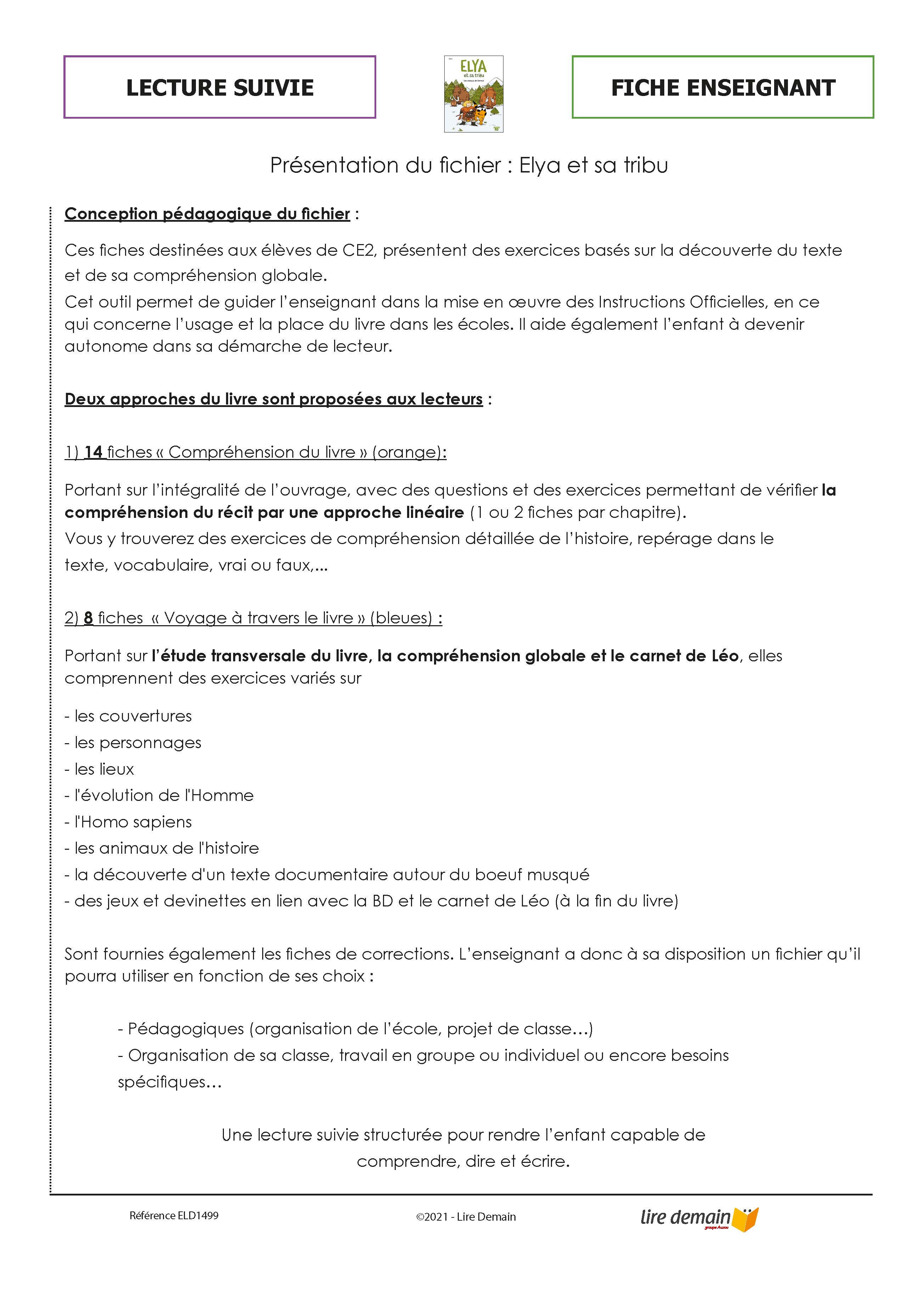 LECTURE SUIVIE - ELYA ET SA TRIBU (25 EX)