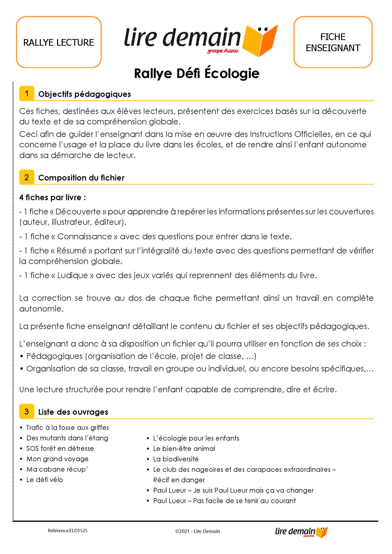 RALLYE LECTURE - DEFI ECOLOGIE (FICHIER SEUL)
