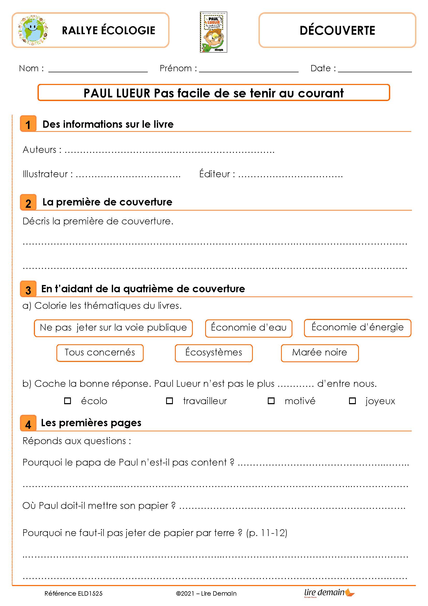 RALLYE LECTURE - DEFI ECOLOGIE (FICHIER SEUL)