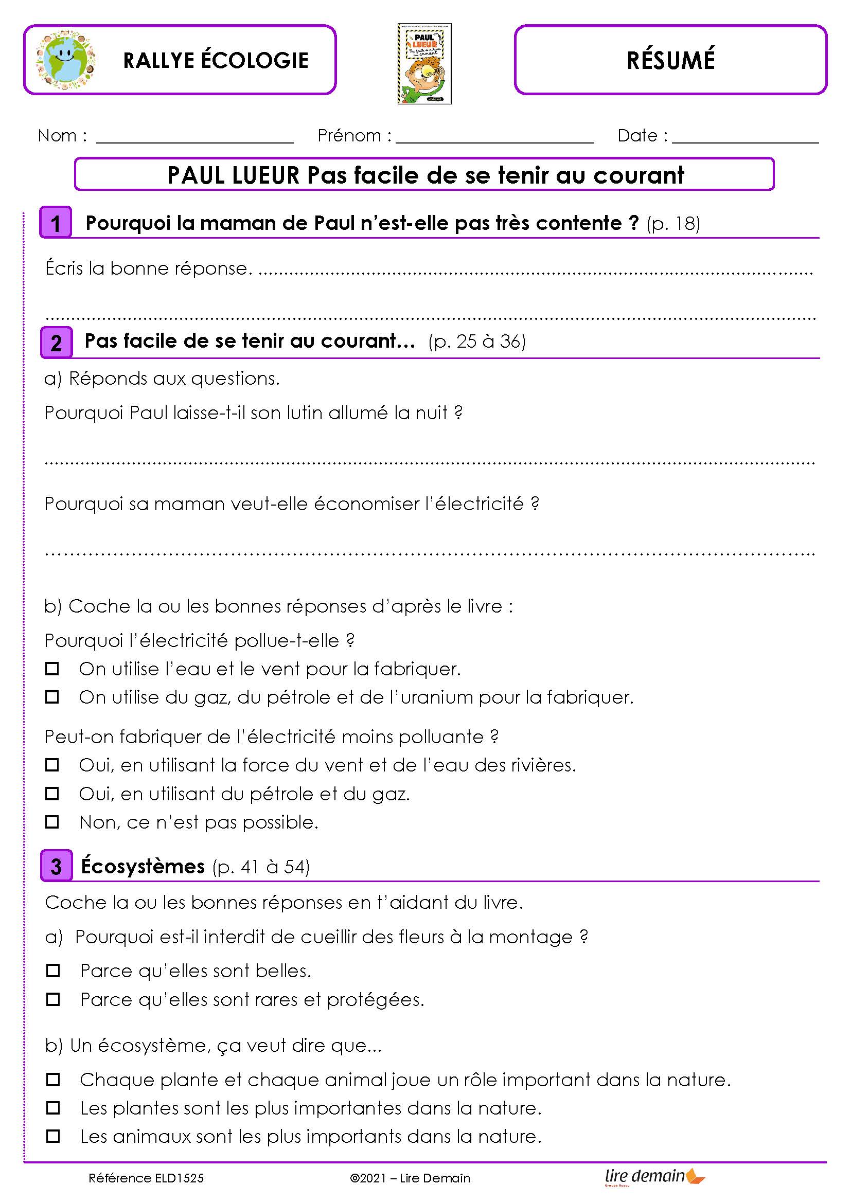 RALLYE LECTURE - DEFI ECOLOGIE (FICHIER SEUL)