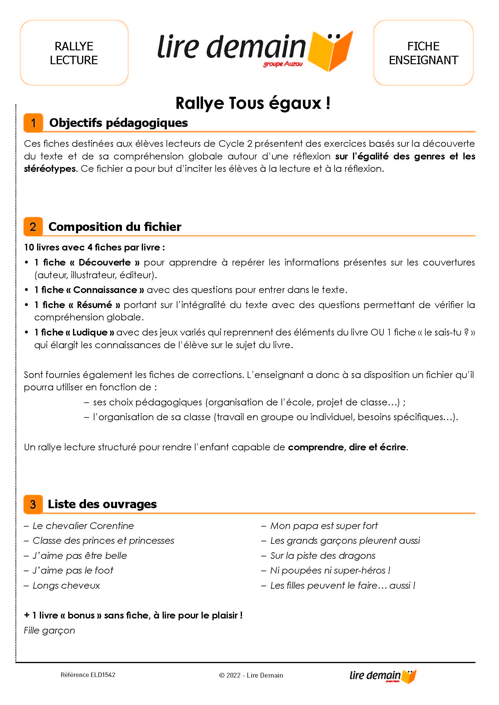 RALLYE LECTURE - TOUS EGAUX ! (FICHIER SEUL)