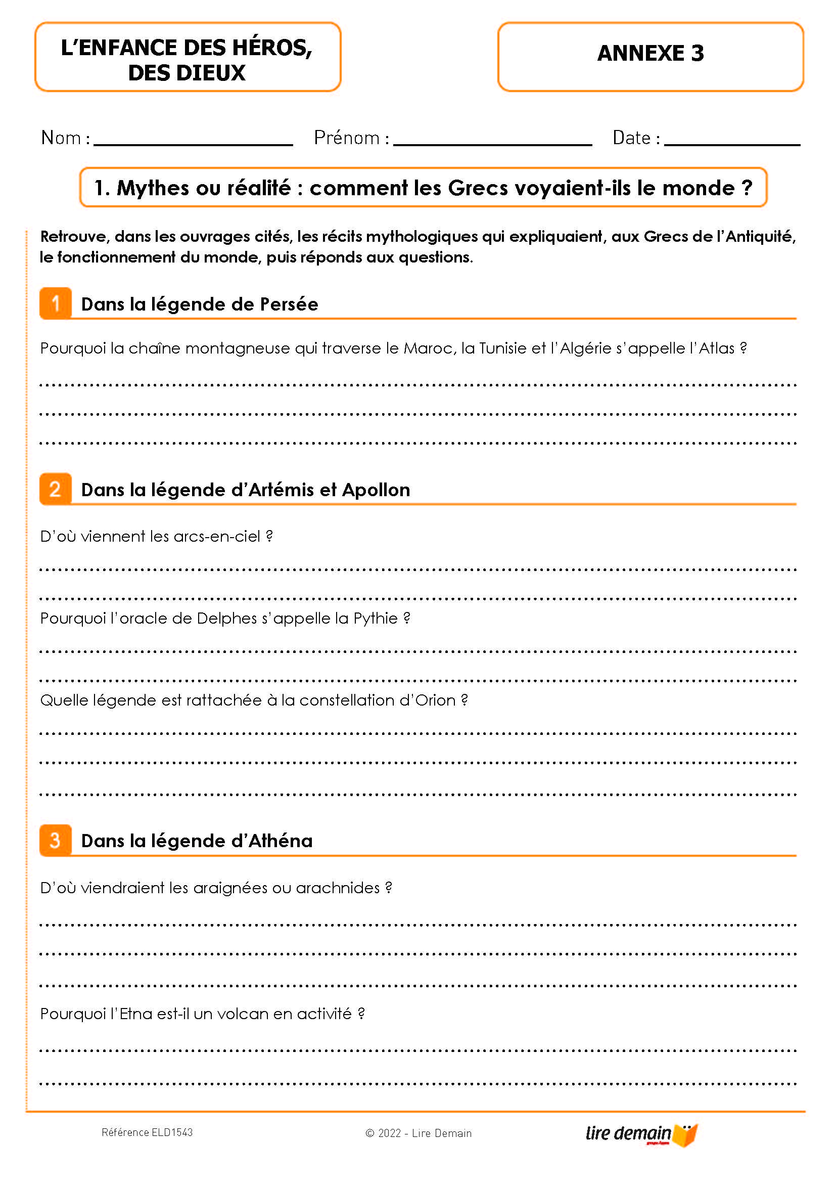 RALLYE LECTURE -  100% MYTHOLOGIE (FICHIER SEUL)