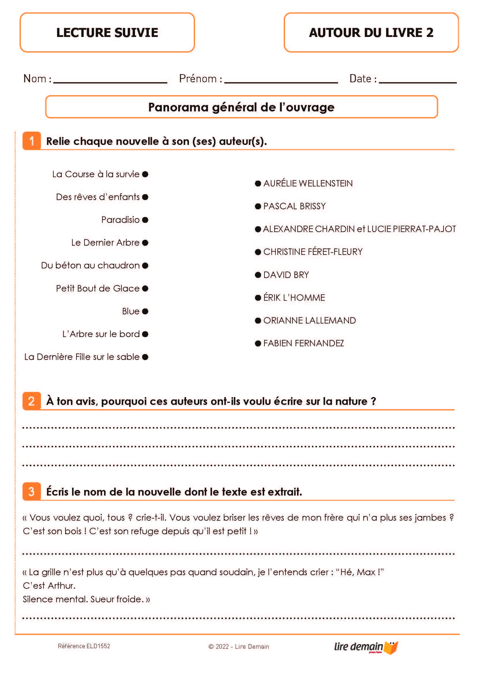 LECTURE SUIVIE - AU COEUR DE LA NATURE (25 EX)