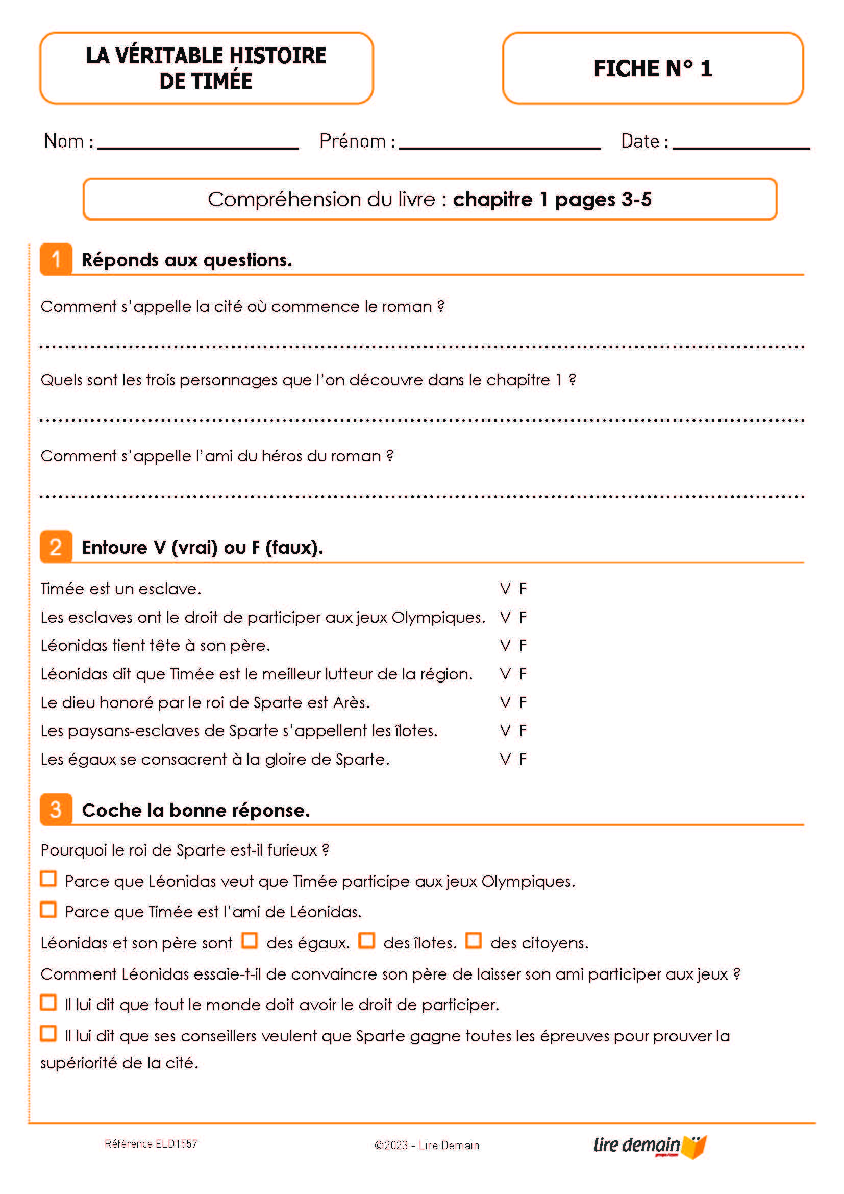 LECTURE SUIVIE - TIMEE AUX JEUX OLYMPIQUES (25 EX)