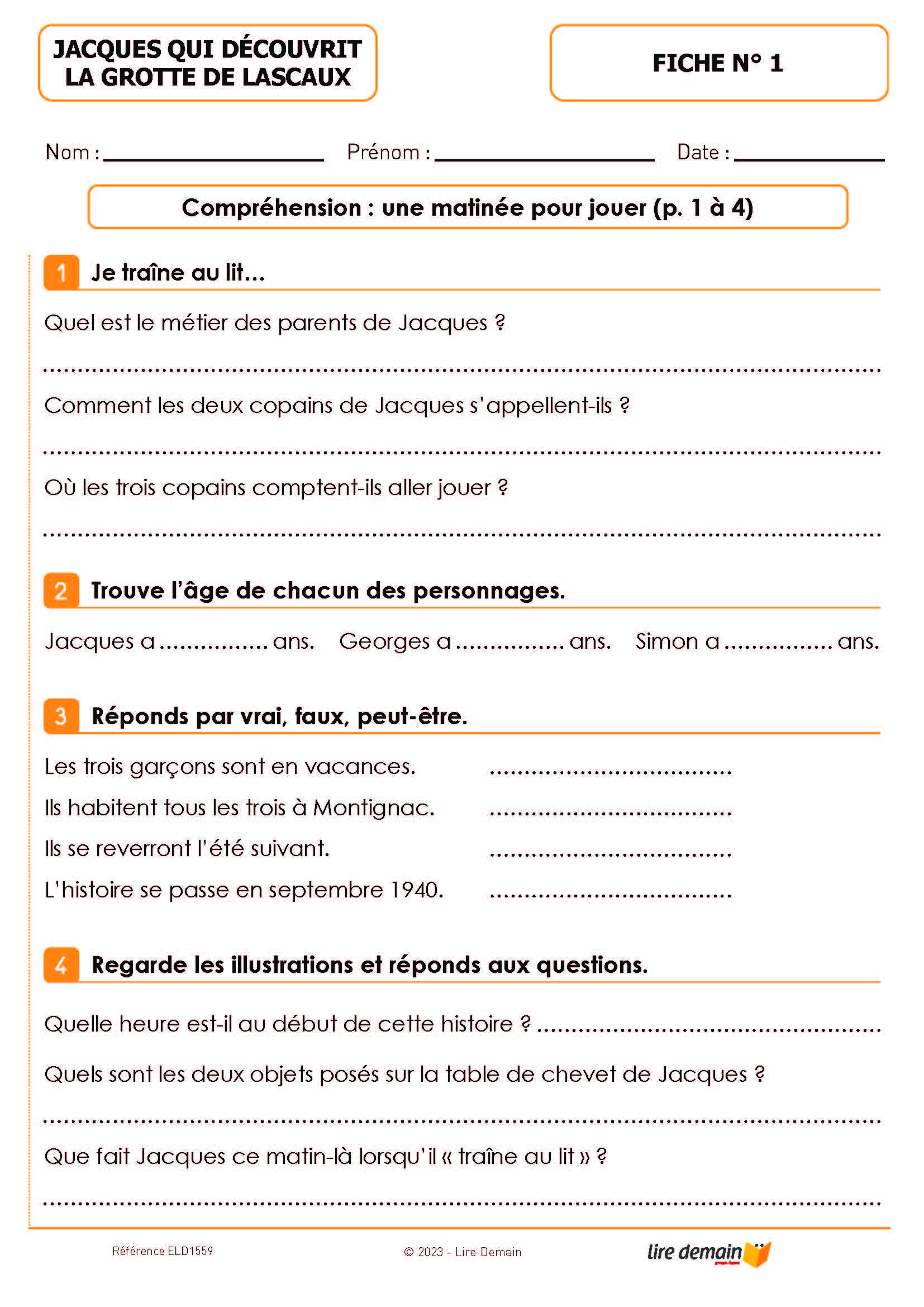 LECTURE SUIVIE - JACQUES QUI DECOUVRIT LA GROTTE DE LASCAUX (25 EX)