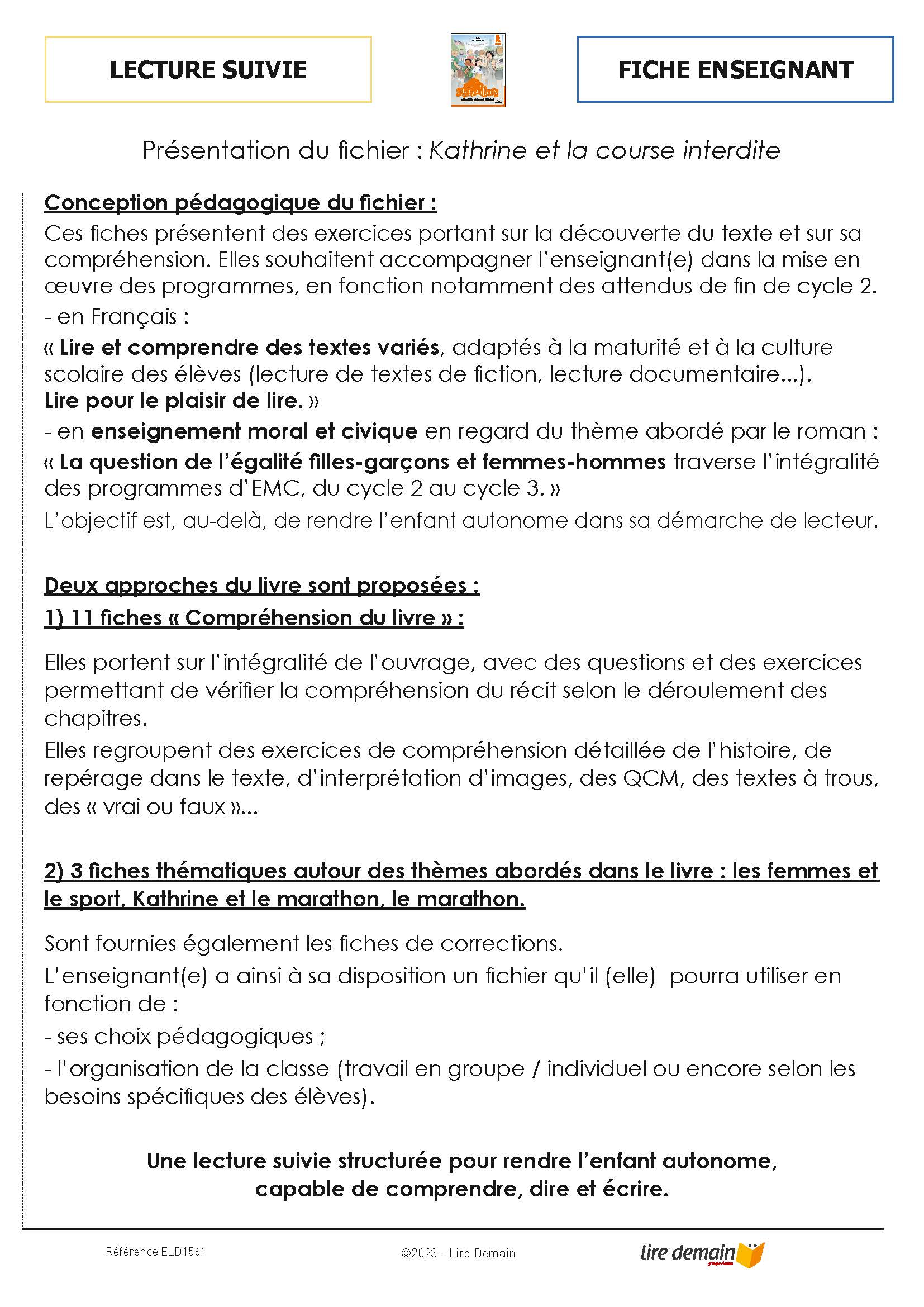 LECTURE SUIVIE - KATHRINE ET LA COURSE INTERDITE (FICHIER SEUL)