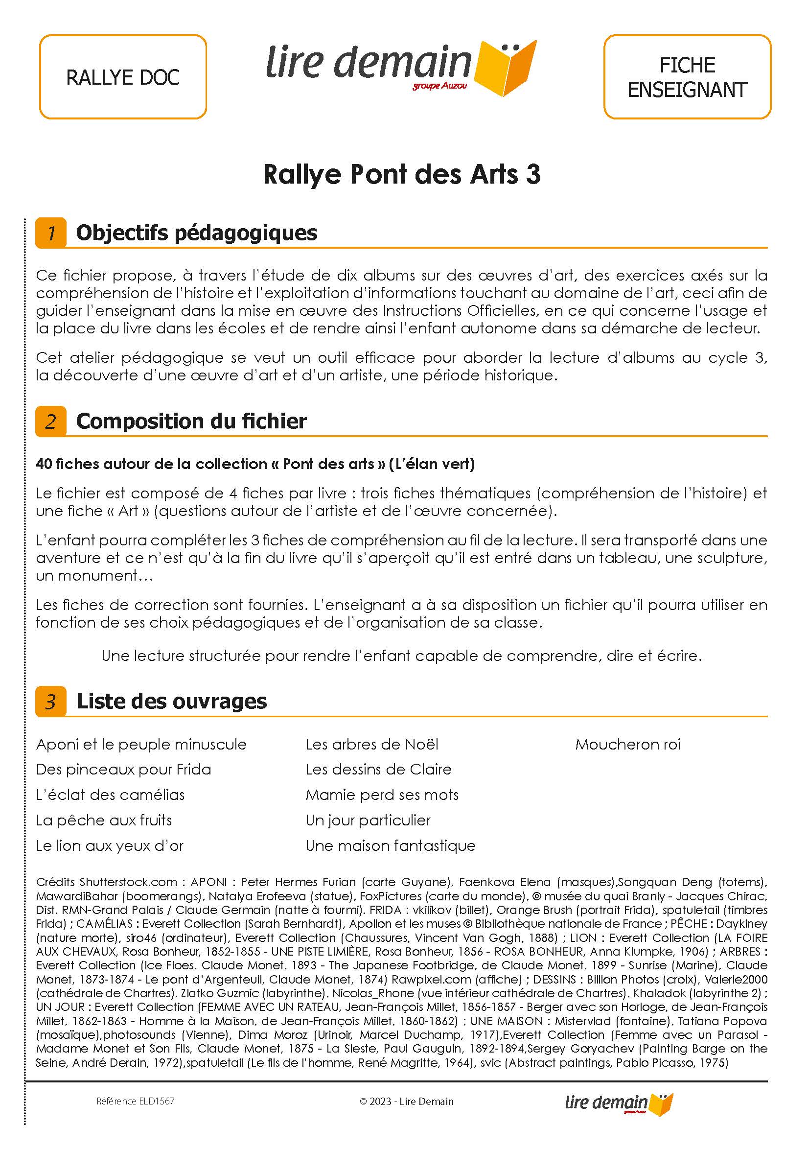 RALLYE LECTURE - PONT DES ARTS CYCLE 3 (FICHIER SEUL)
