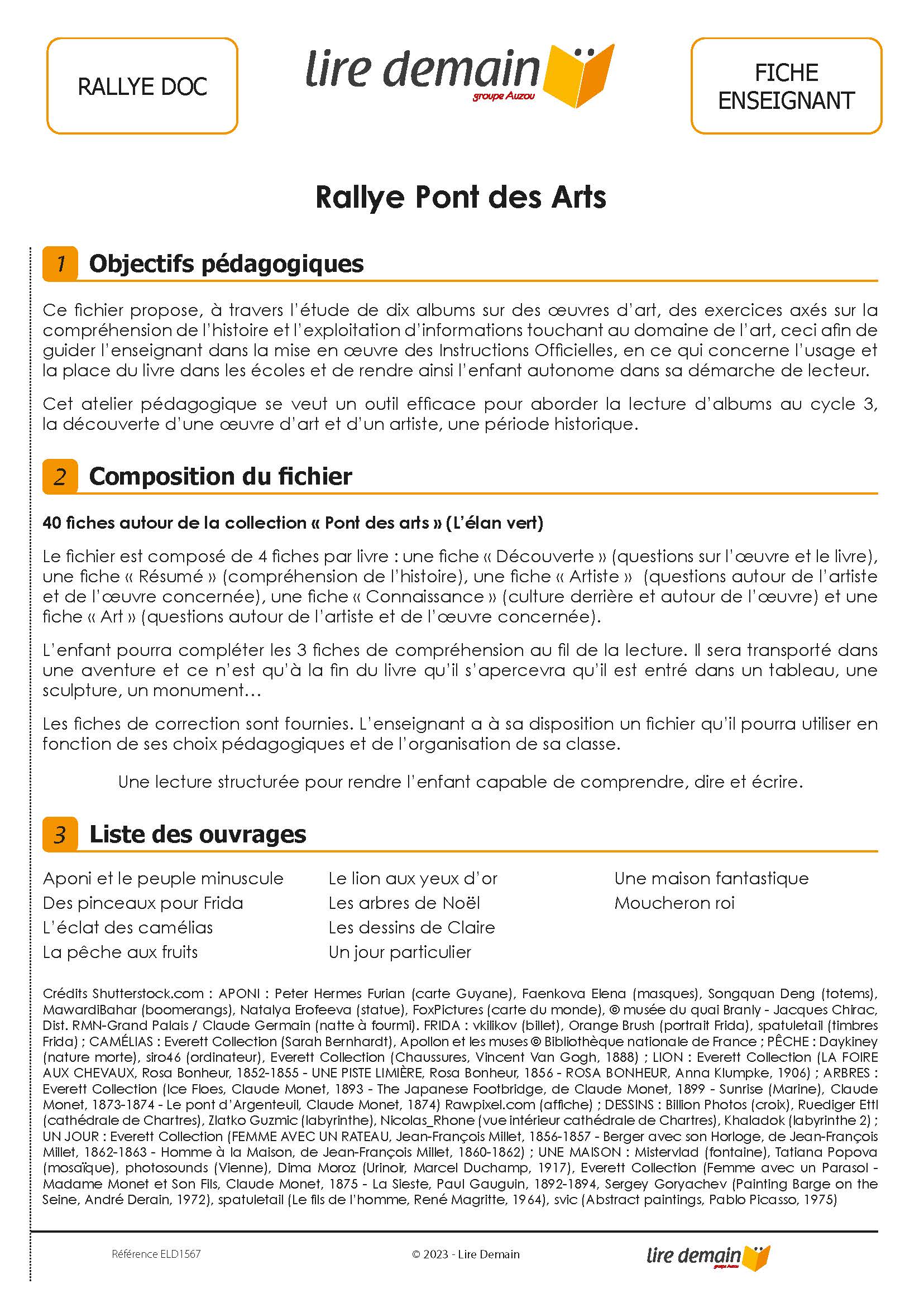 RALLYE LECTURE - PONT DES ARTS CYCLE 3 (FICHIER SEUL)