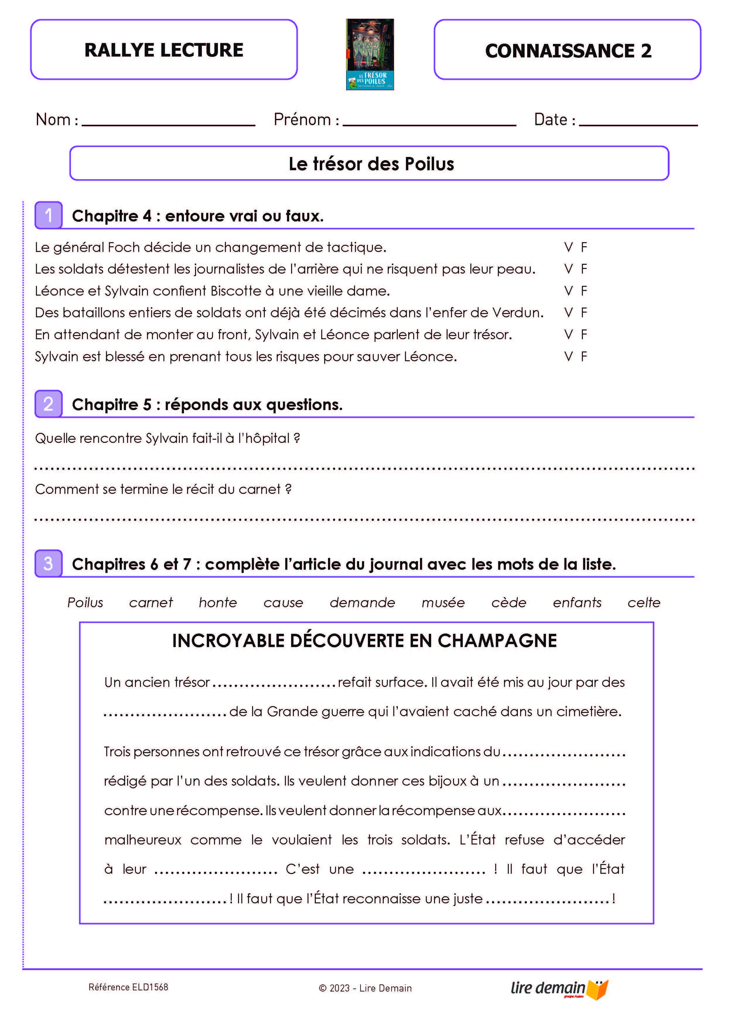 RALLYE LECTURE - HISTOIRE DU 20E SIECLE (FICHIER SEUL)
