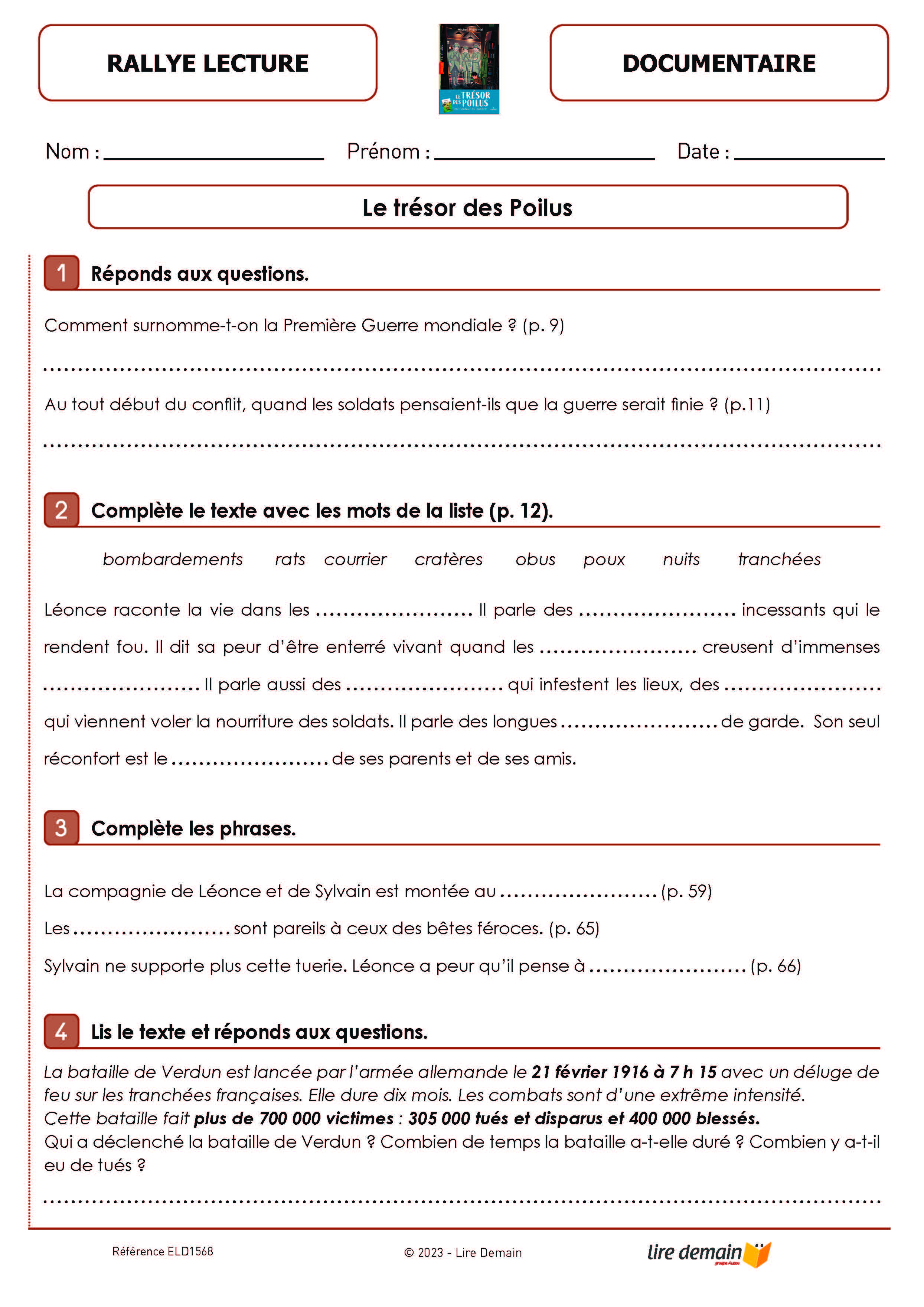 RALLYE LECTURE - HISTOIRE DU 20E SIECLE (FICHIER SEUL)