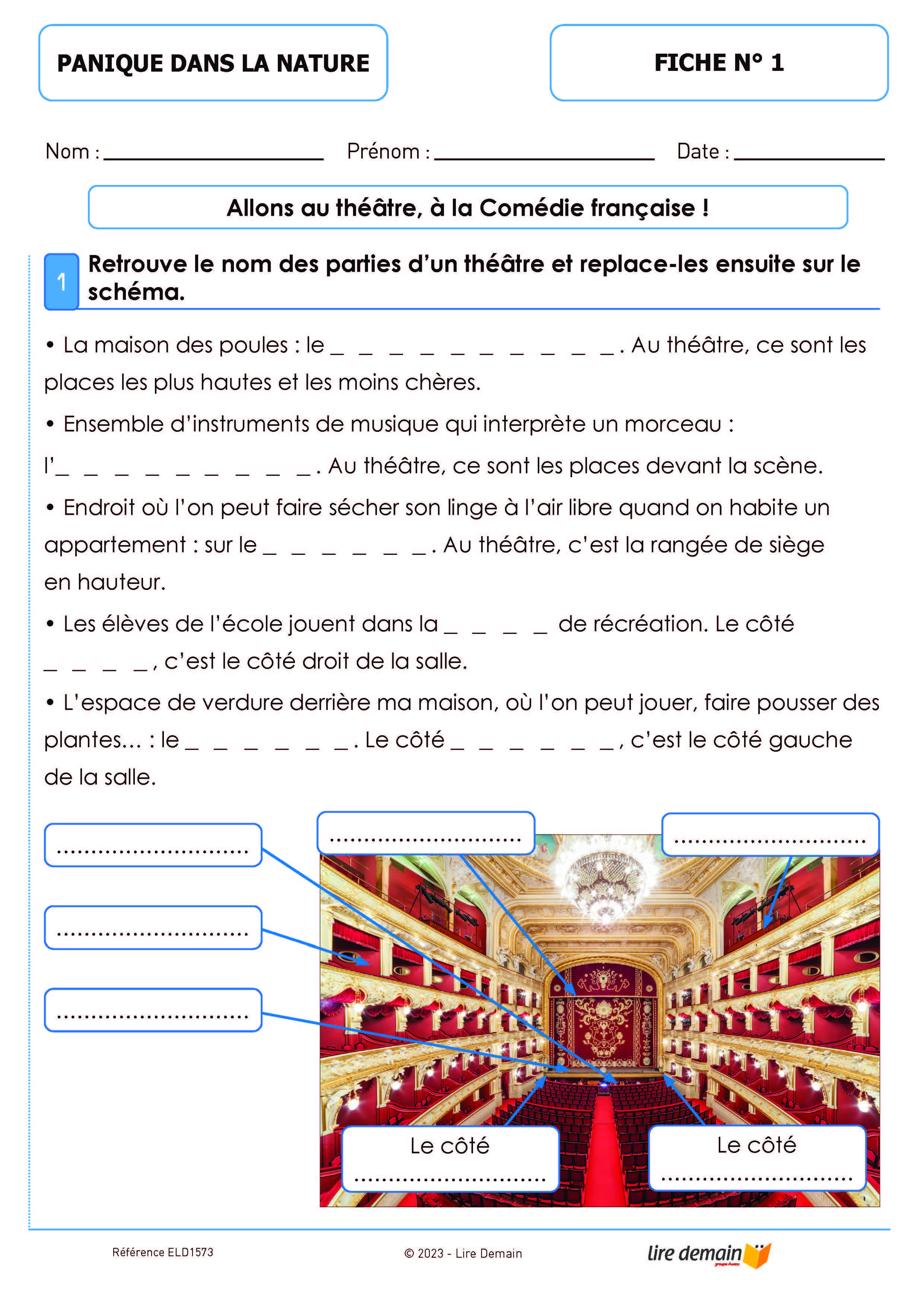 LECTURE SUIVIE THEATRE - PANIQUE DANS LA NATURE (FICHIER SEUL)