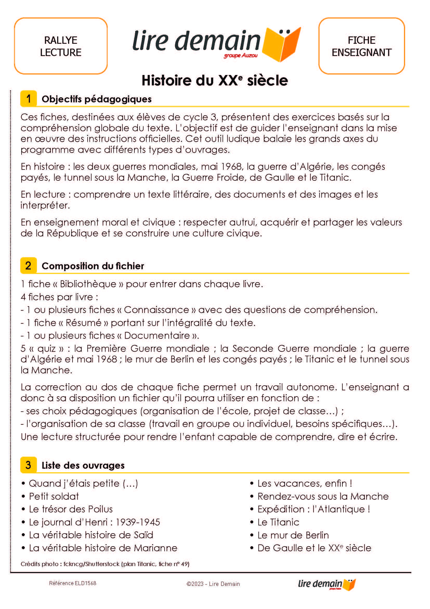 RALLYE LECTURE - HISTOIRE DU 20E SIECLE
