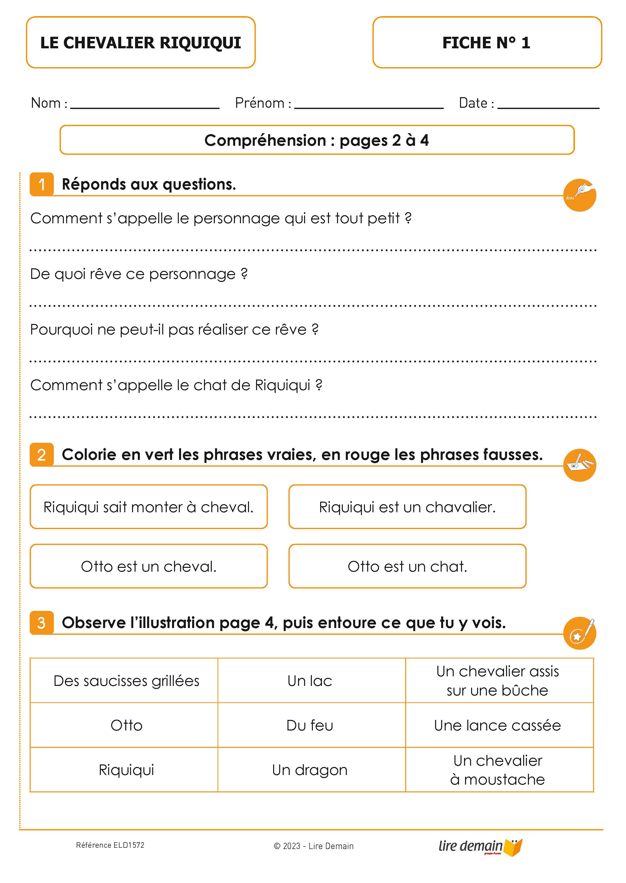 LECTURE SUIVIE  LE CHEVALIER RIQUIQUI - GARE AU DRAGON ! (25EX)