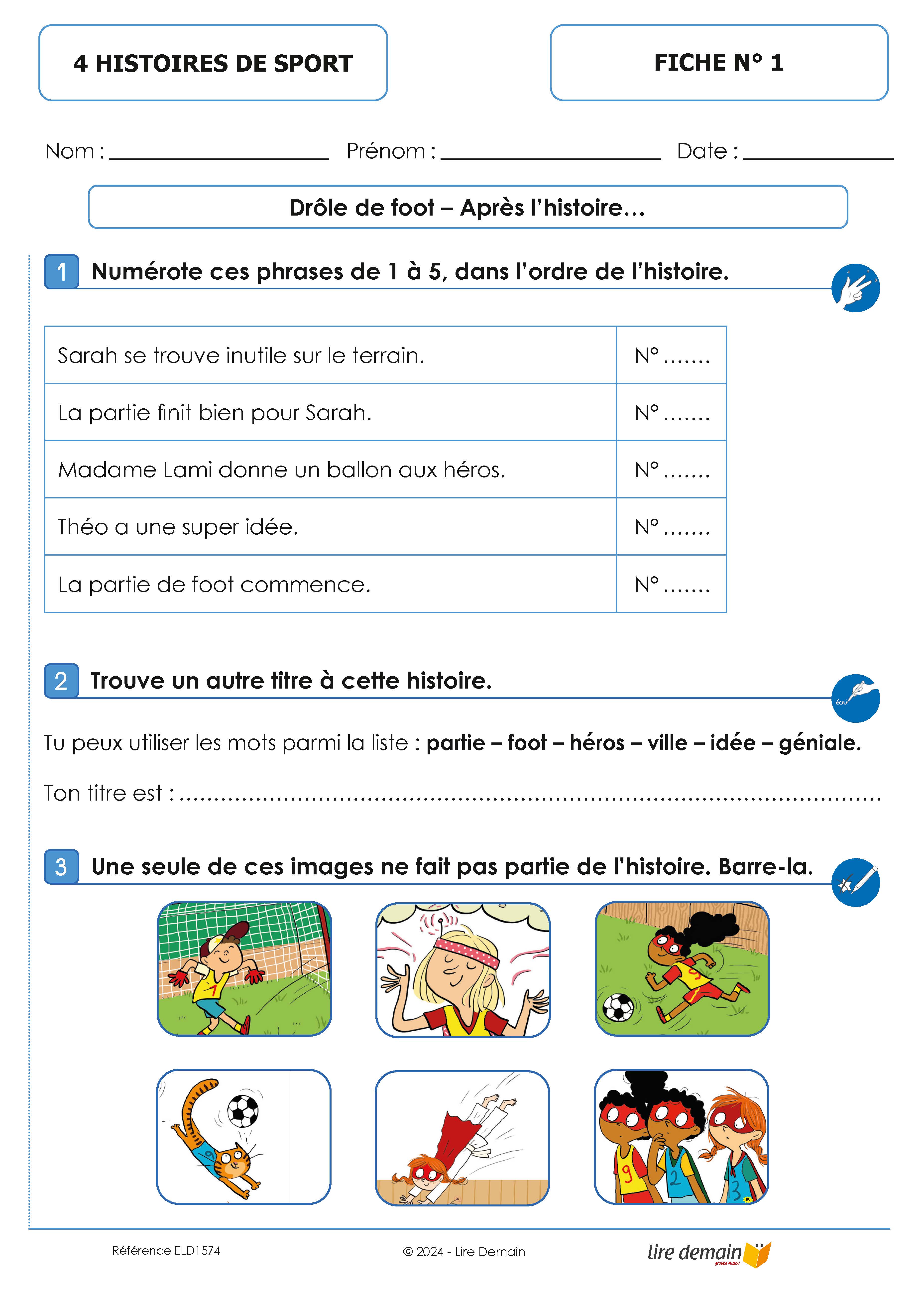 LECTURE SUIVIE - 4 HISTOIRES DE SPORT (25 EX)