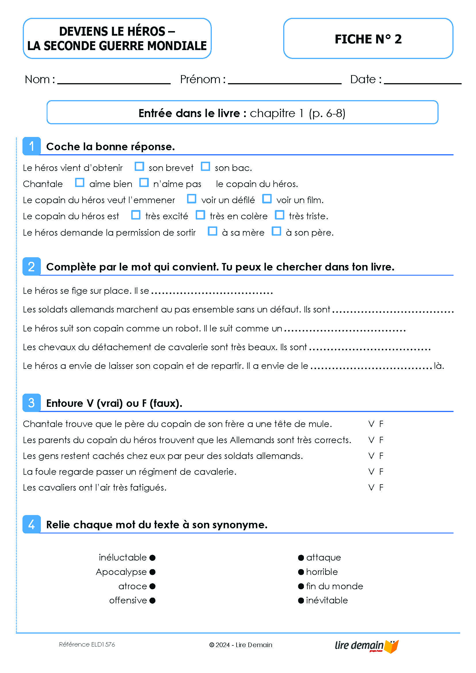 LECTURE SUIVIE - LA SECONDE GUERRE MONDIALE (DEVIENS LE HEROS) (FICHIER SEUL)