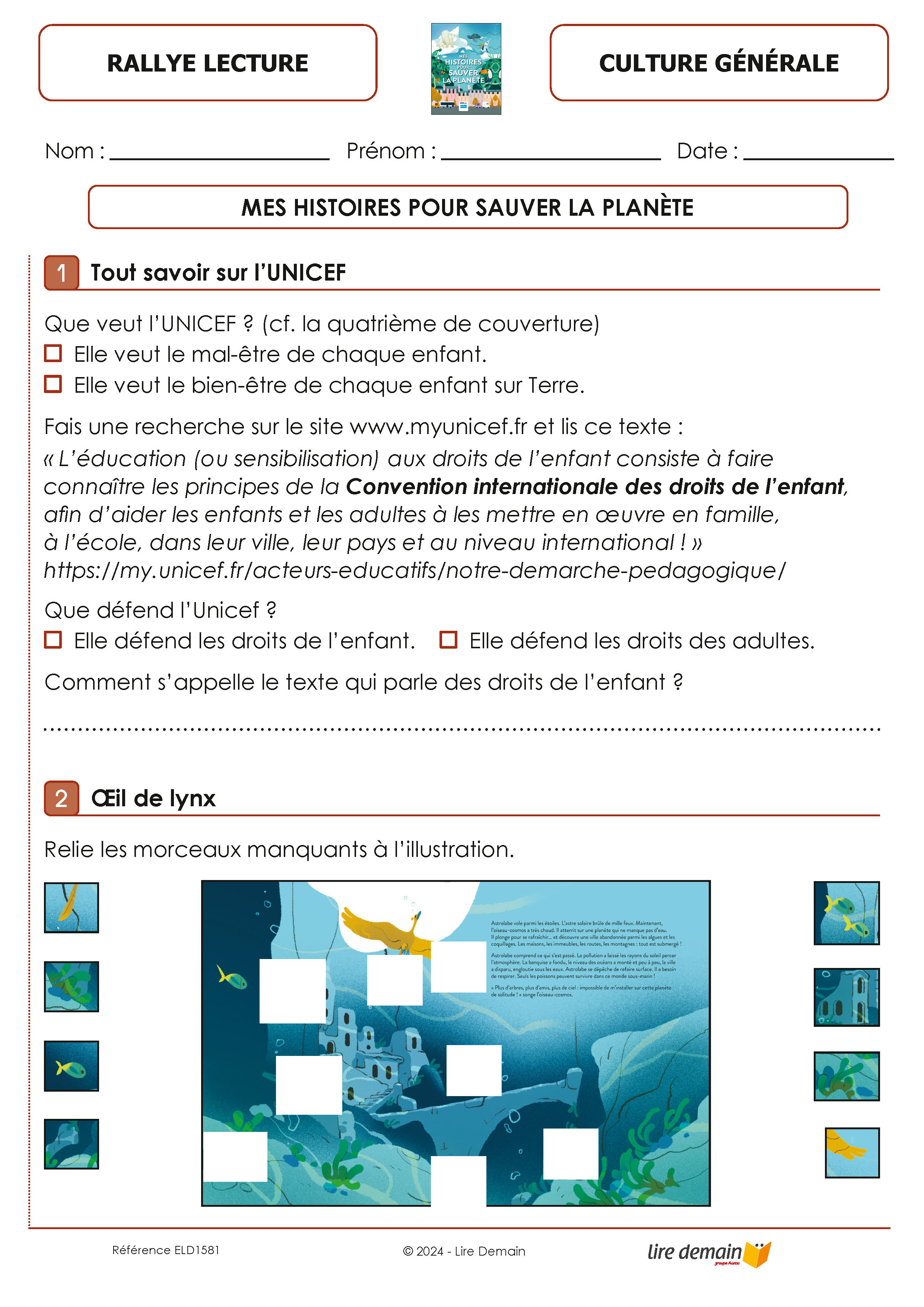 RALLYE LECTURE SAUVER LA PLANETE (FICHIER SEUL)