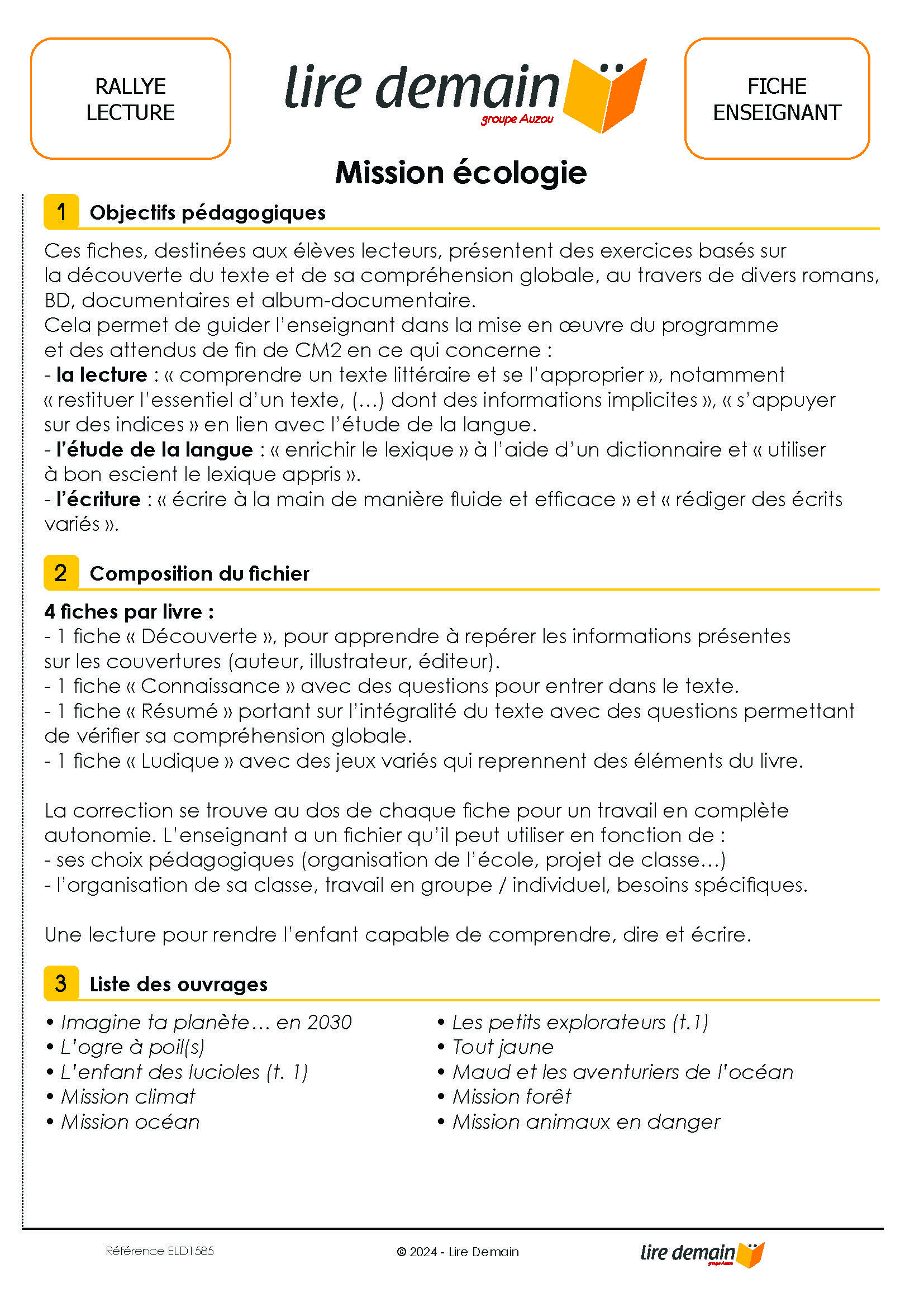 RALLYE LECTURE - MISSION ECOLOGIE (FICHIER SEUL)