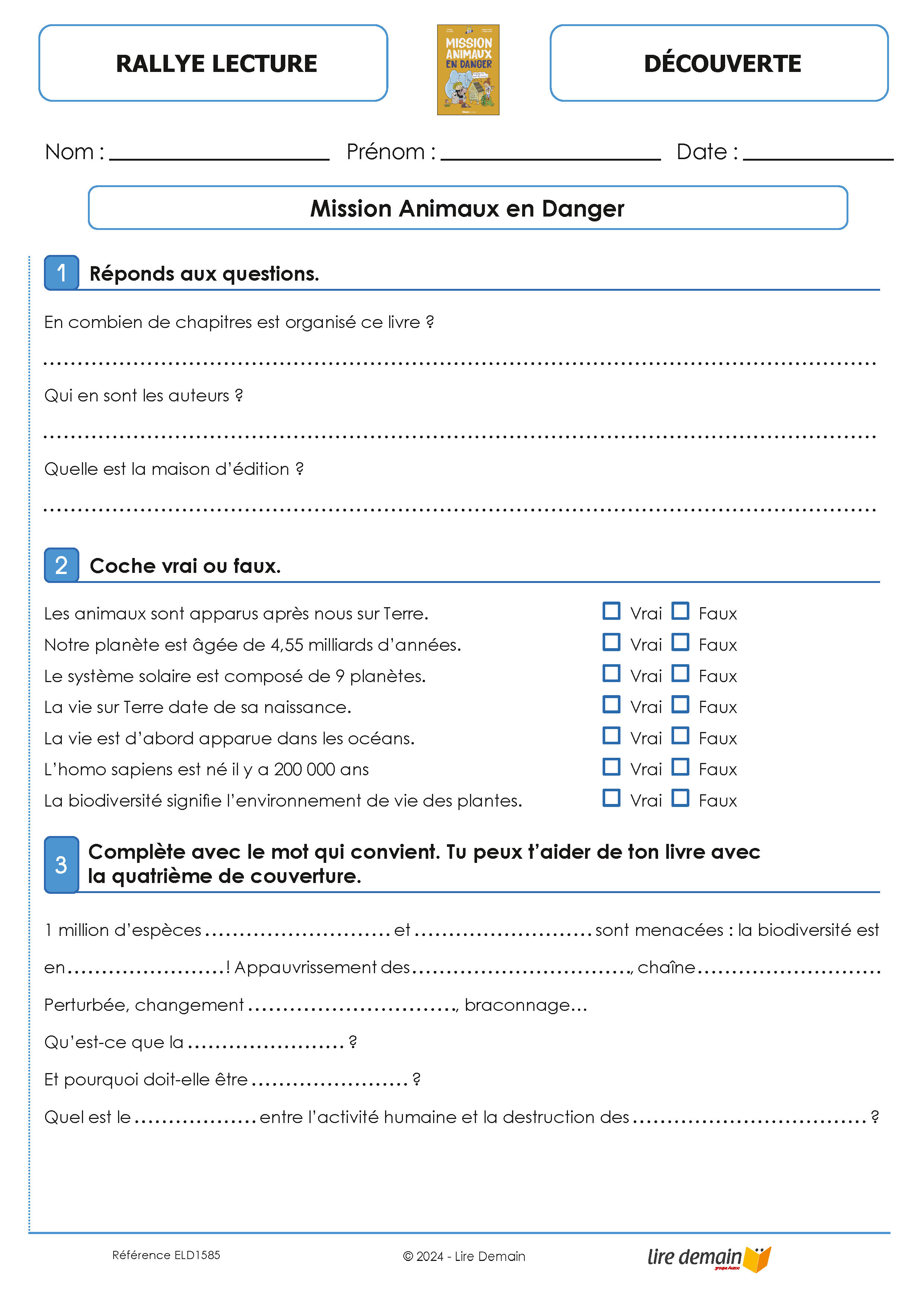 RALLYE LECTURE - MISSION ECOLOGIE
