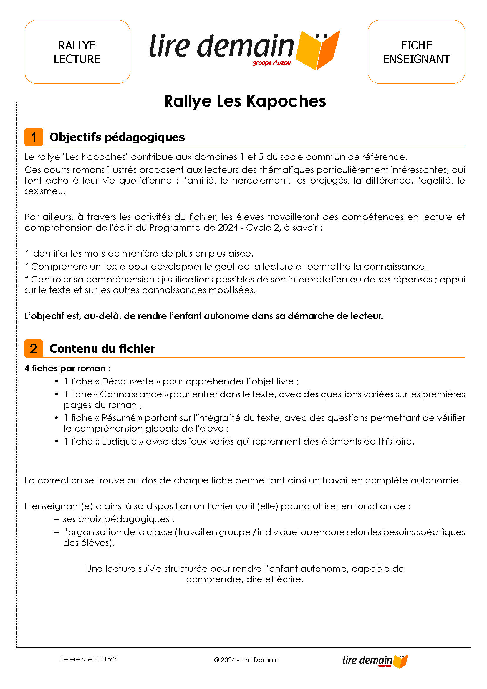 RALLYE LECTURE LES KAPOCHES 2024 (FICHIER SEUL)