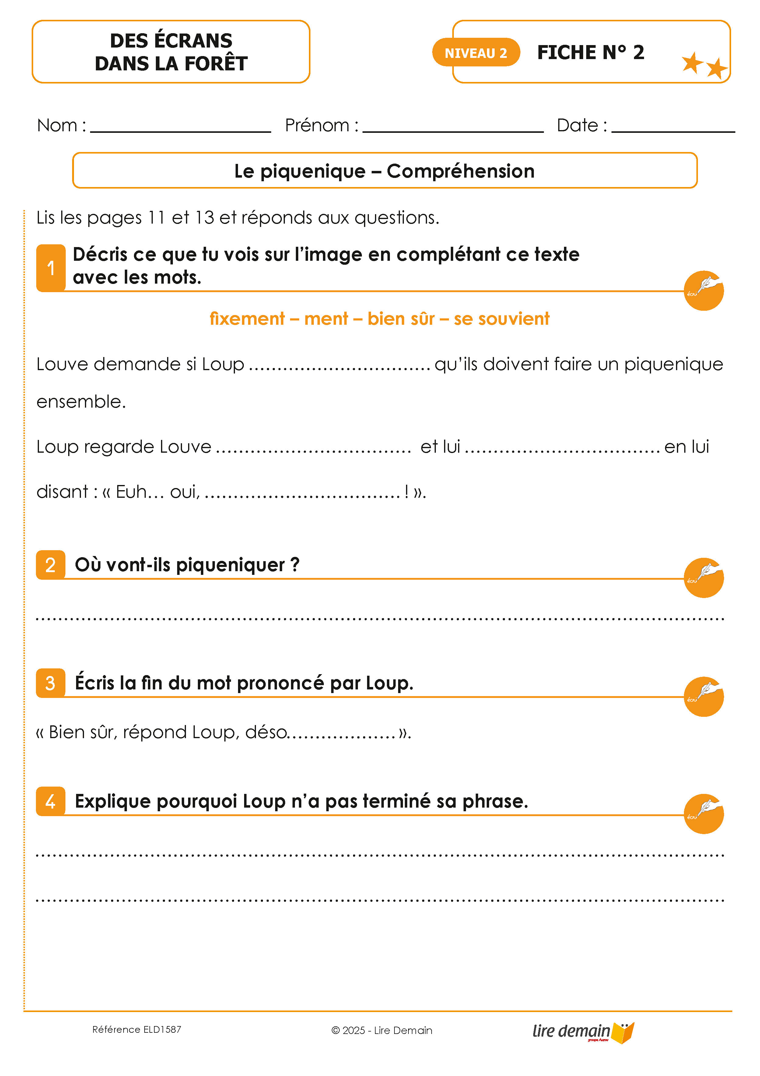 LECTURE SUIVIE DES ECRANS DANS LA FORET (FICHIER SEUL)