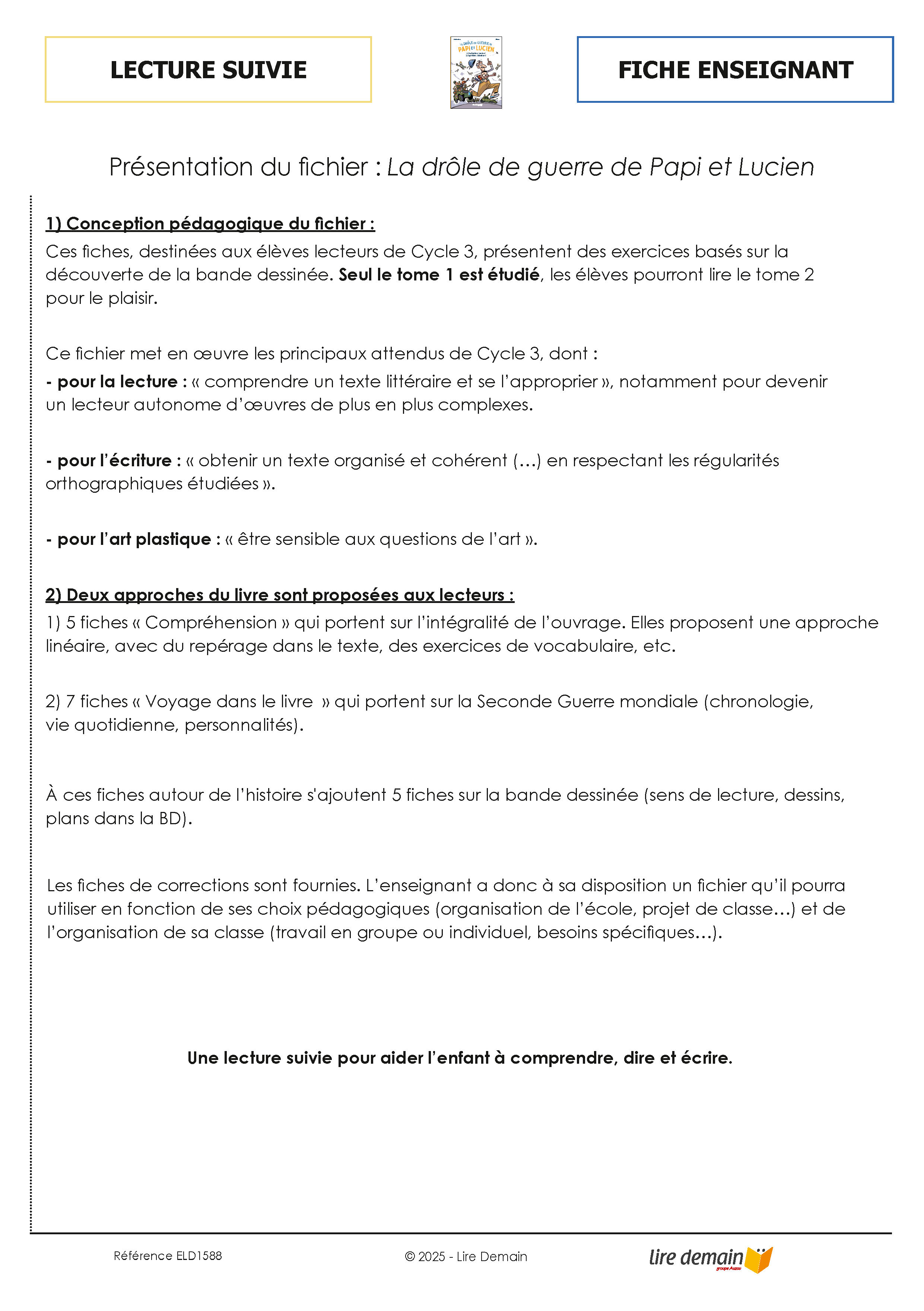 LECTURE SUIVIE - LA DROLE DE GUERRE DE PAPI ET LUCIEN