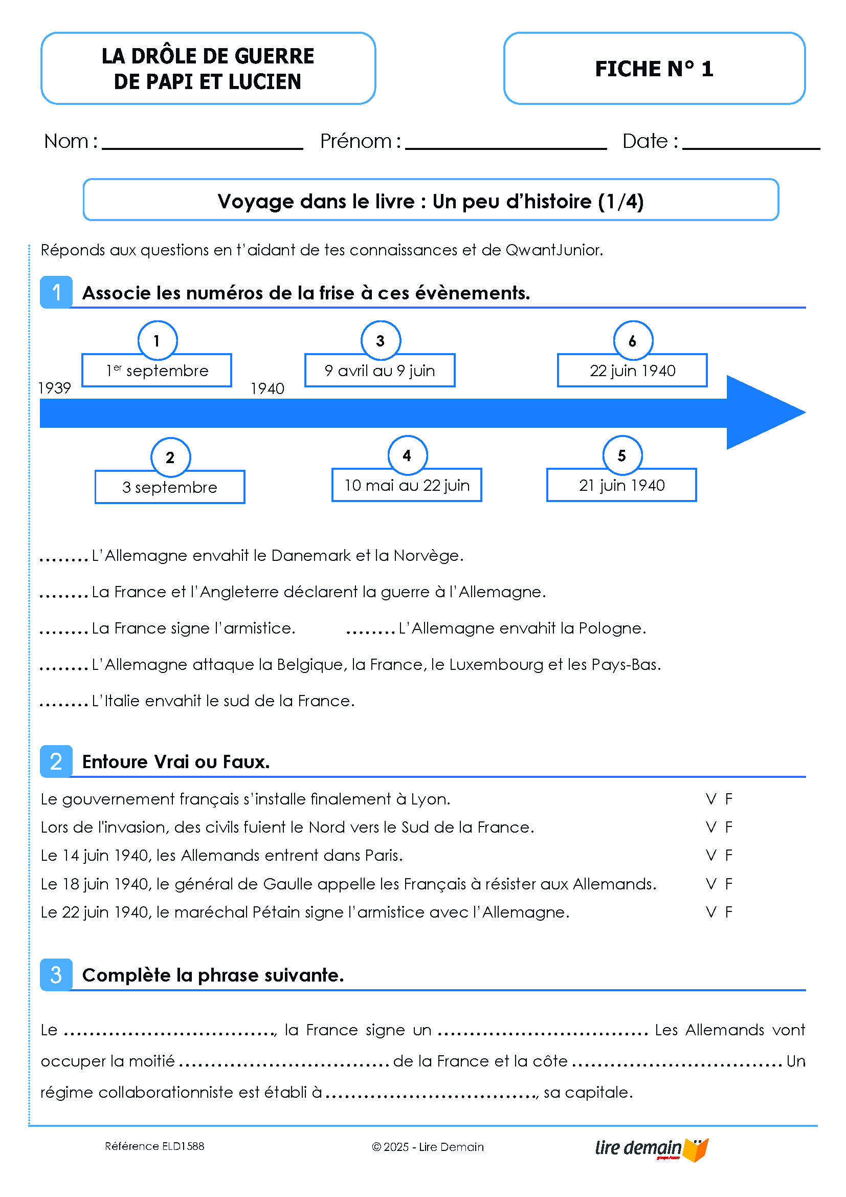 LECTURE SUIVIE - LA DROLE DE GUERRE DE PAPI ET LUCIEN