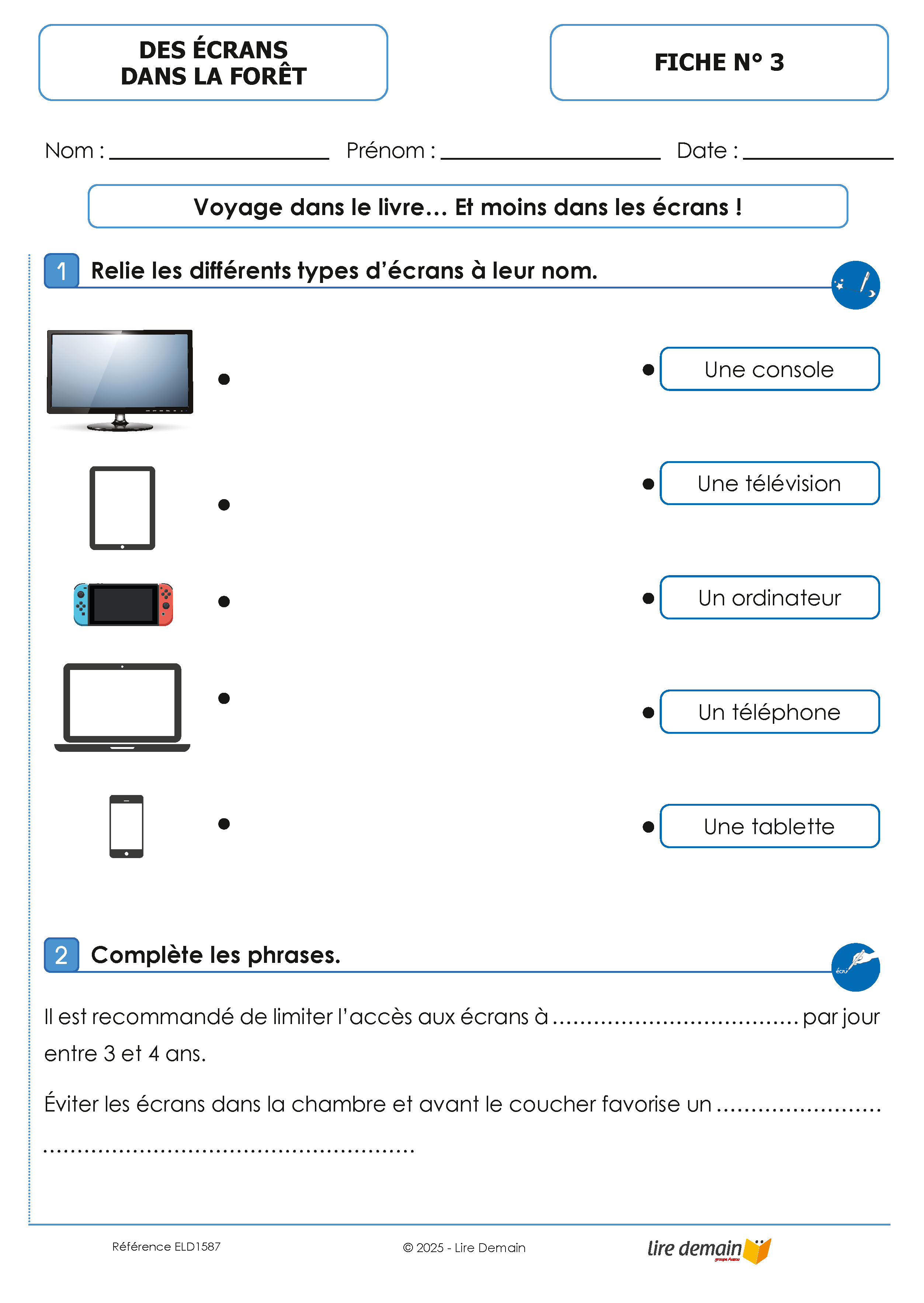 LECTURE SUIVIE - DES ECRANS DANS LA FORET  (25 EX)