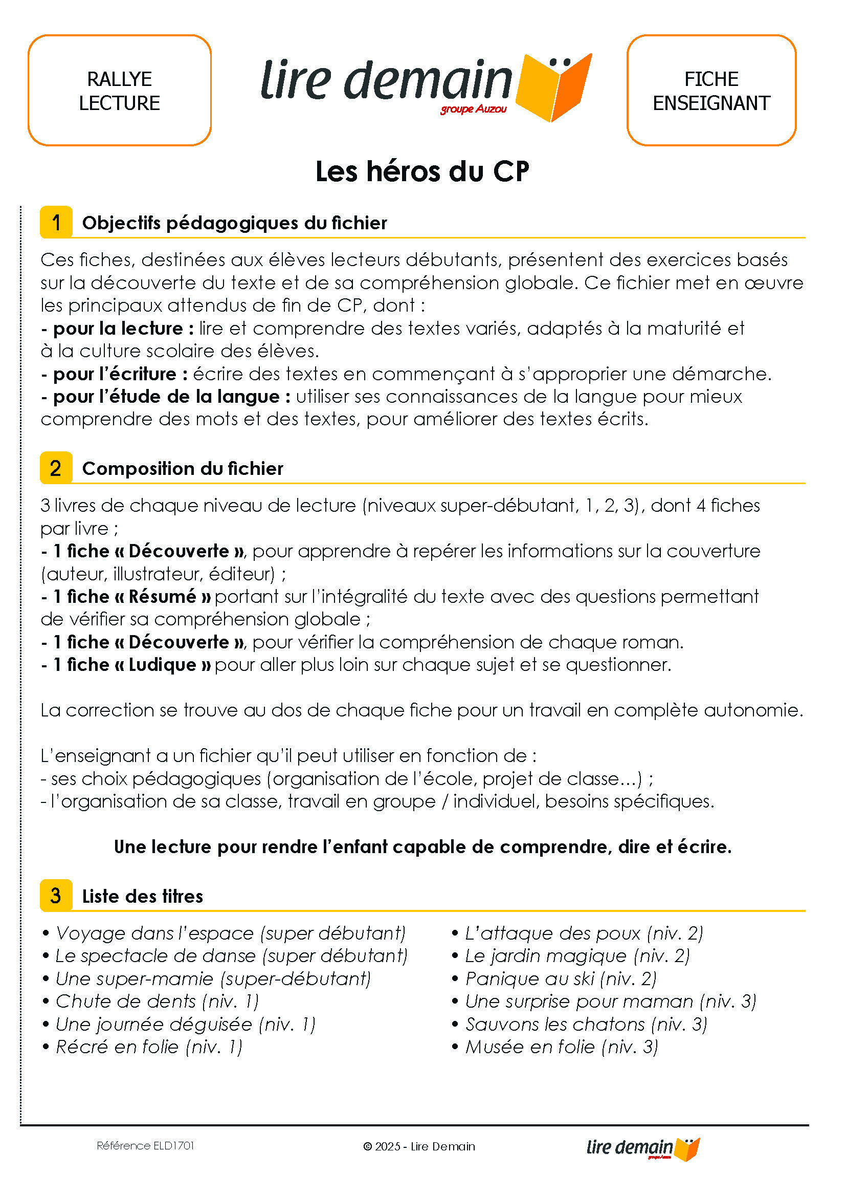 RALLYE LECTURE - LES HEROS DU CP (FICHIER SEUL)