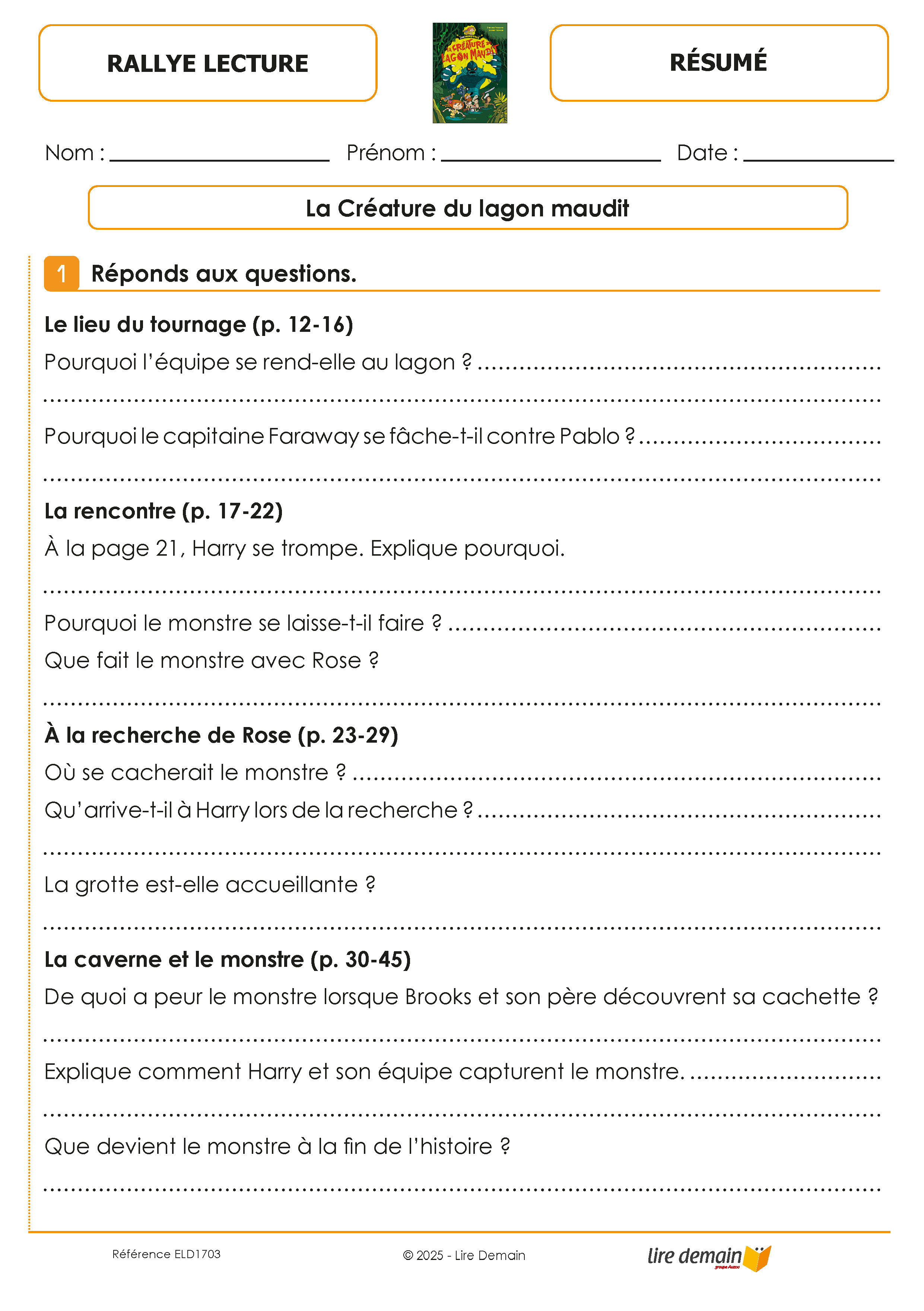 RALLYE LECTURE FRISSONS (FICHIER SEUL)