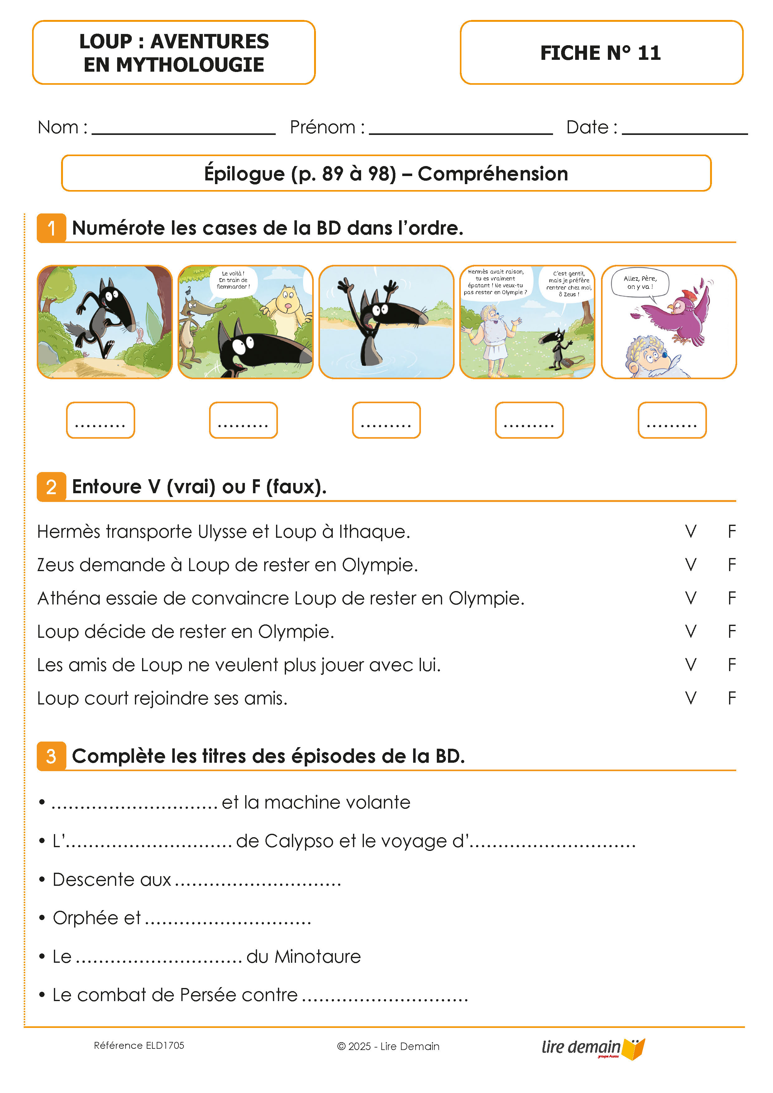 LECTURE SUIVIE - AVENTURES EN MYTHOLOUGIE - LA BD DE LOUP (FICHIER SEUL)