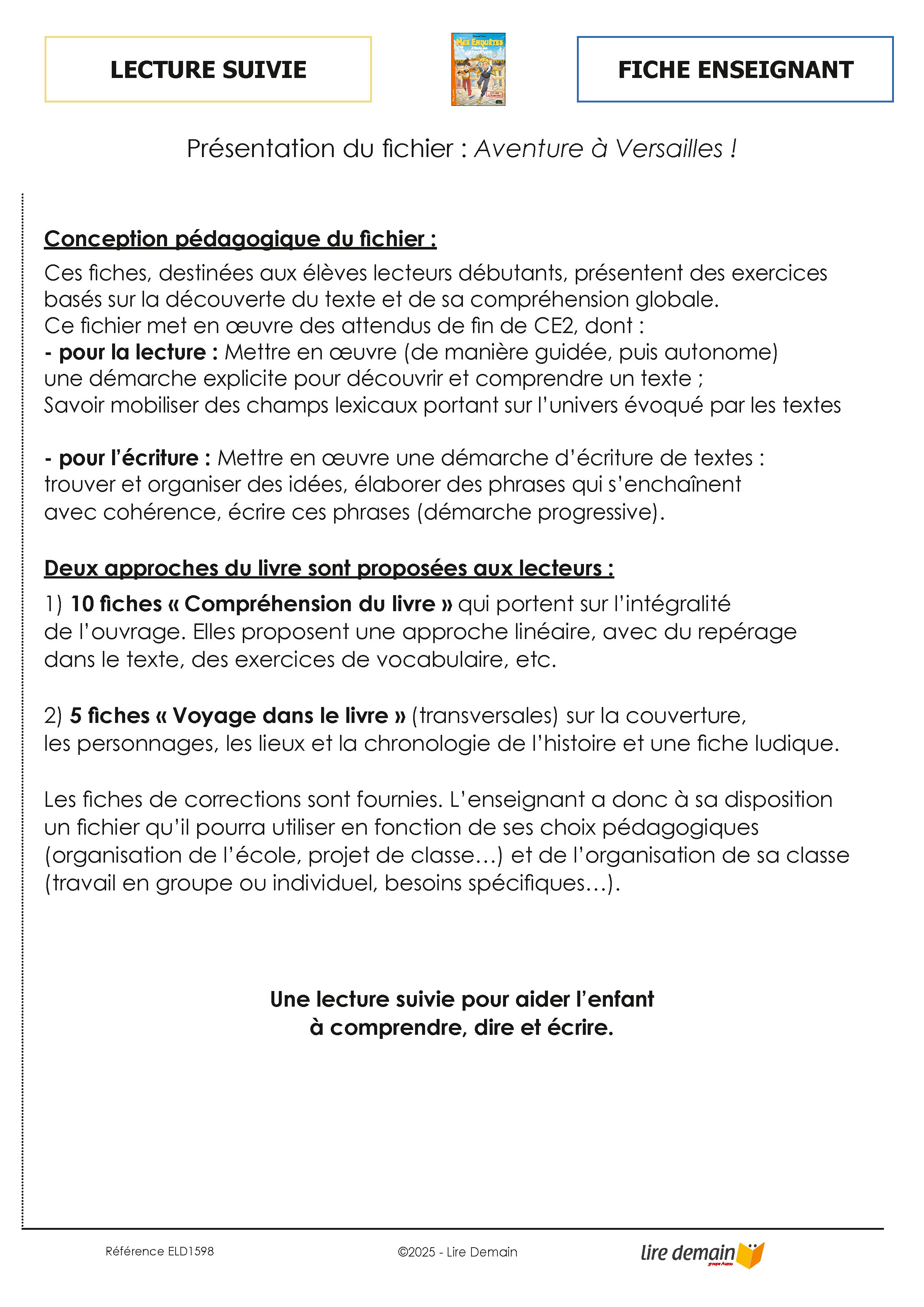 LECTURE SUIVIE - AVENTURE A VERSAILLES ! (25 EX)