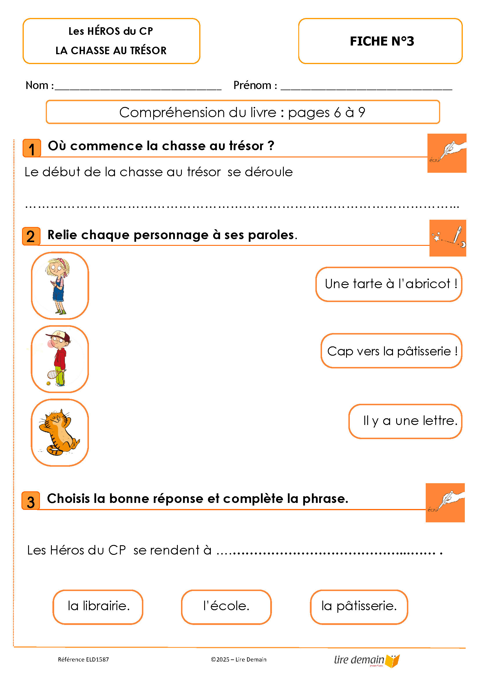 LECTURE SUIVIE - LES HEROS DU CP EN BD - LA CHASSE AU TRESOR (25 EX)