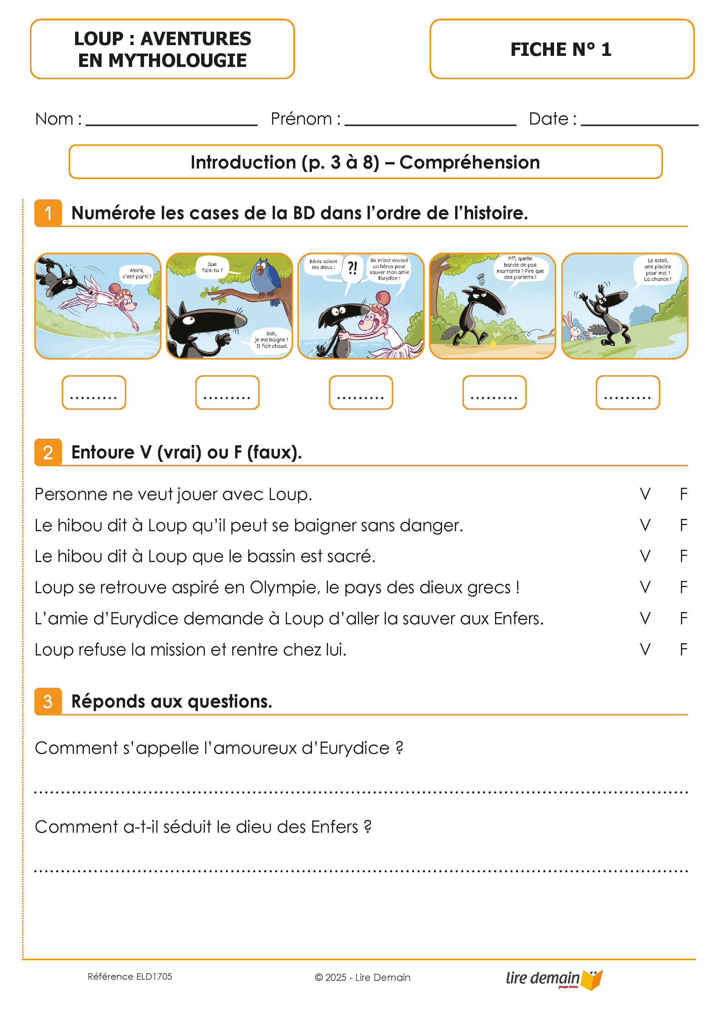 LECTURE SUIVIE - AVENTURES EN MYTHOLOUGIE - LA BD DE LOUP (25 EX)