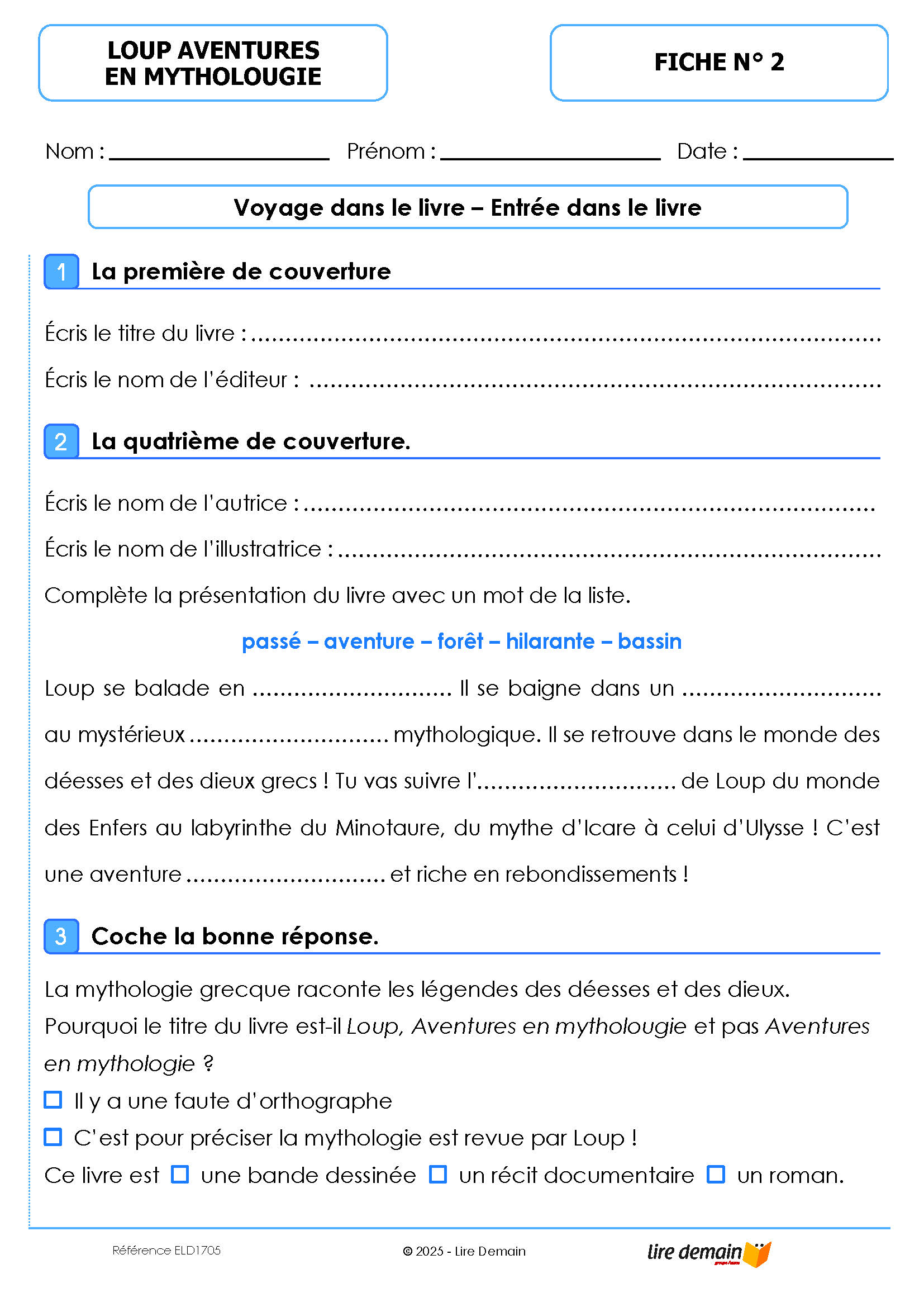 LECTURE SUIVIE - AVENTURES EN MYTHOLOUGIE - LA BD DE LOUP (25 EX)